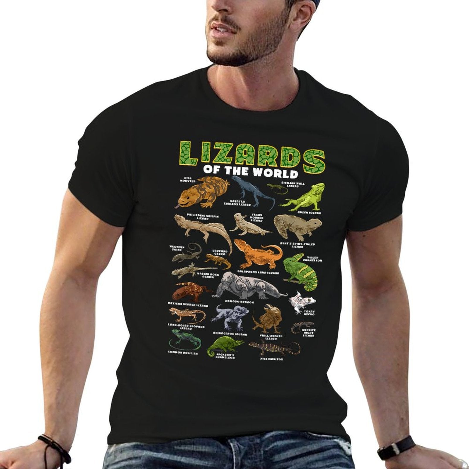 Lizard Lizards Animal of The World Reptile Herpetology  Fade-proof Color T-Shirt