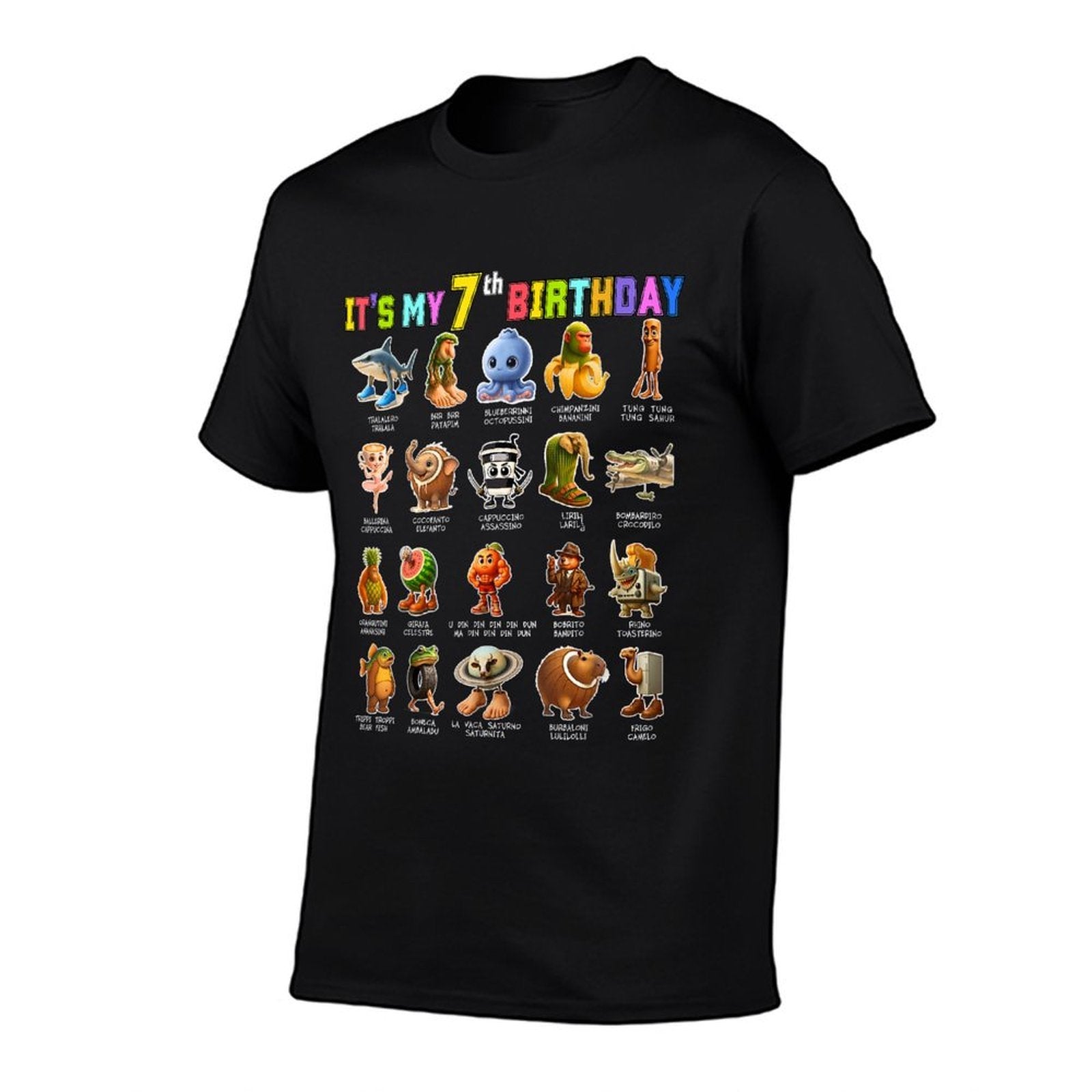 Funny Italian Brainrot It’s My 7th Birthday Meme Boys Girls  Summer-ready Fabric T-Shirt