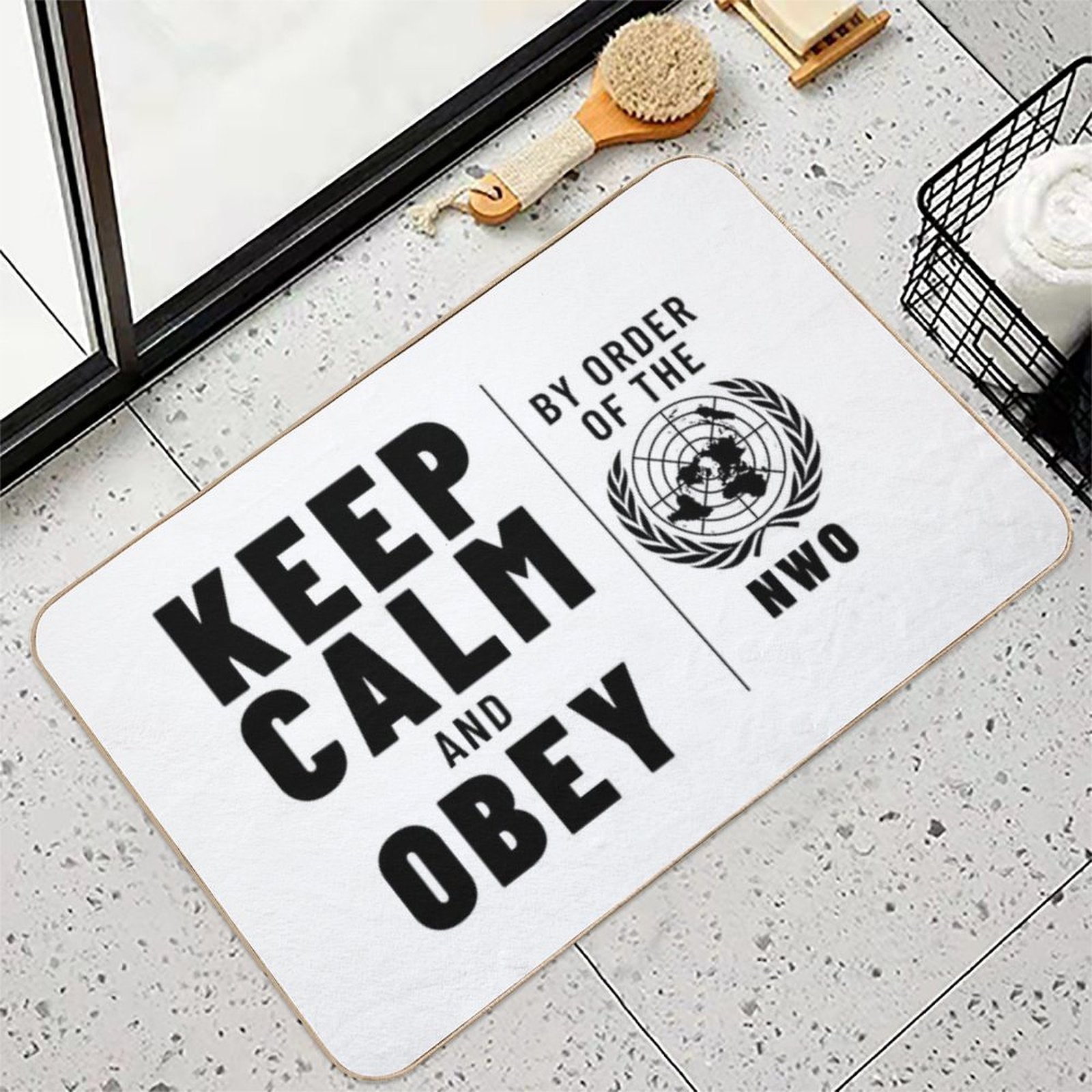 KEEP CALM AND OBEY NWO OBEY Inspired by The Movie THEY LIVE Starring Roddy Piper  Slip-Resistant Bath Mat