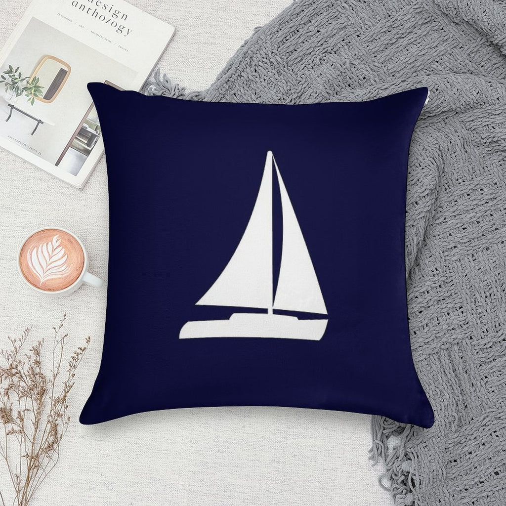 Sailboat Silhouette On Navy Blue Soft Home Decor Throw Pillow