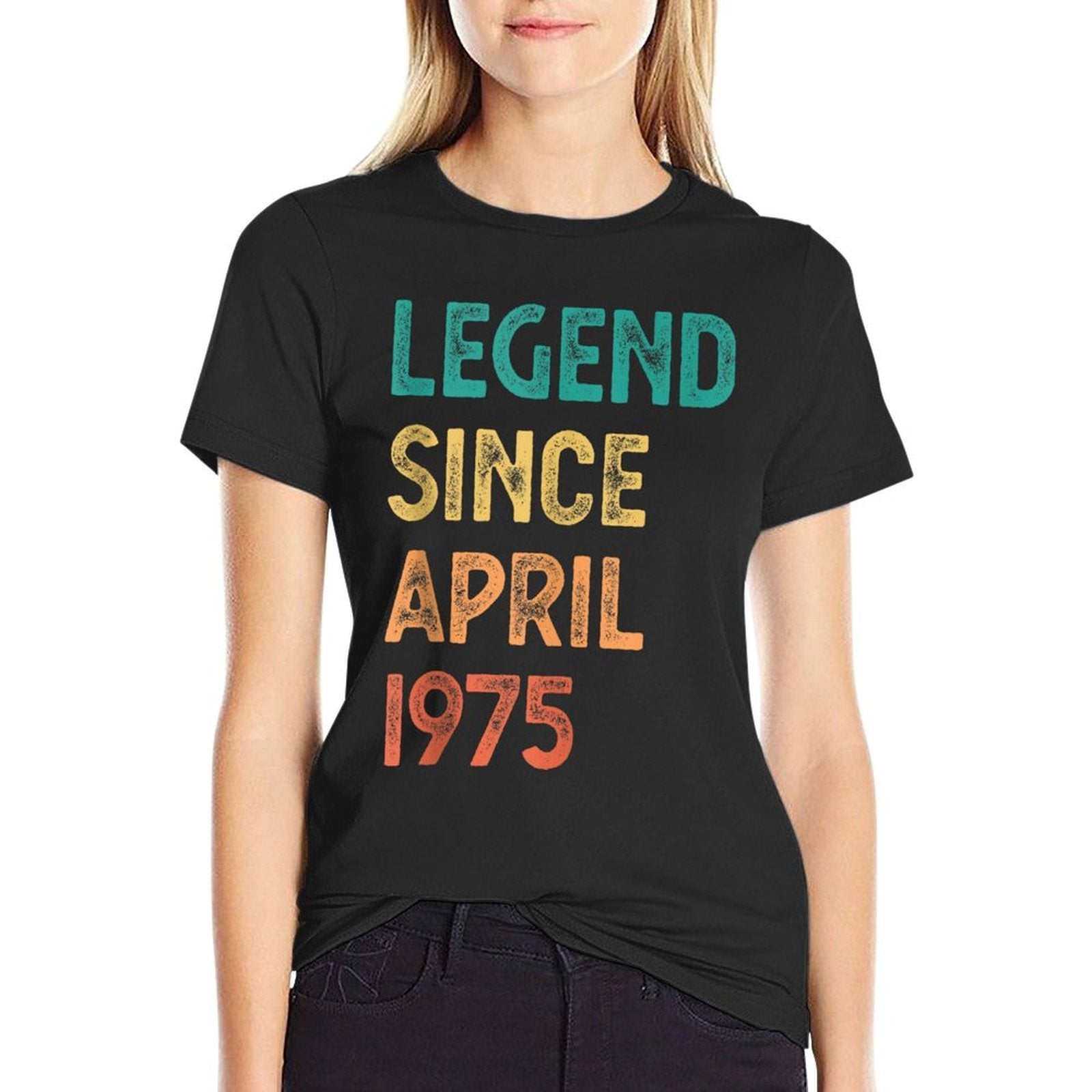 50th Birthday Men Women Legend Since April 1975  Oversized Silhouette T-Shirt