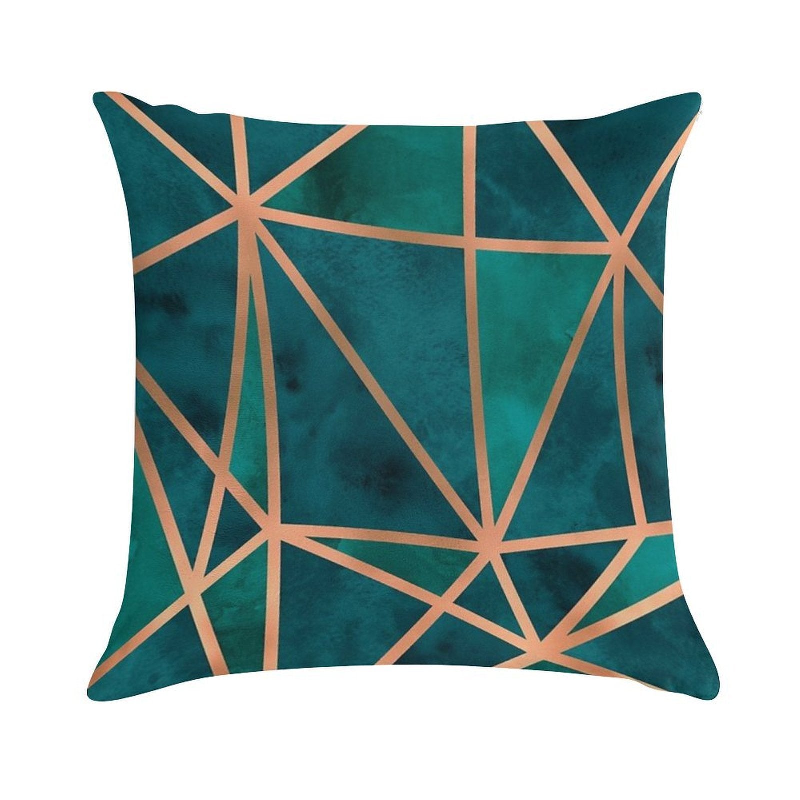 Copper And Emerald Geometric Design Soft Ultra-Soft Texture Throw Pillow