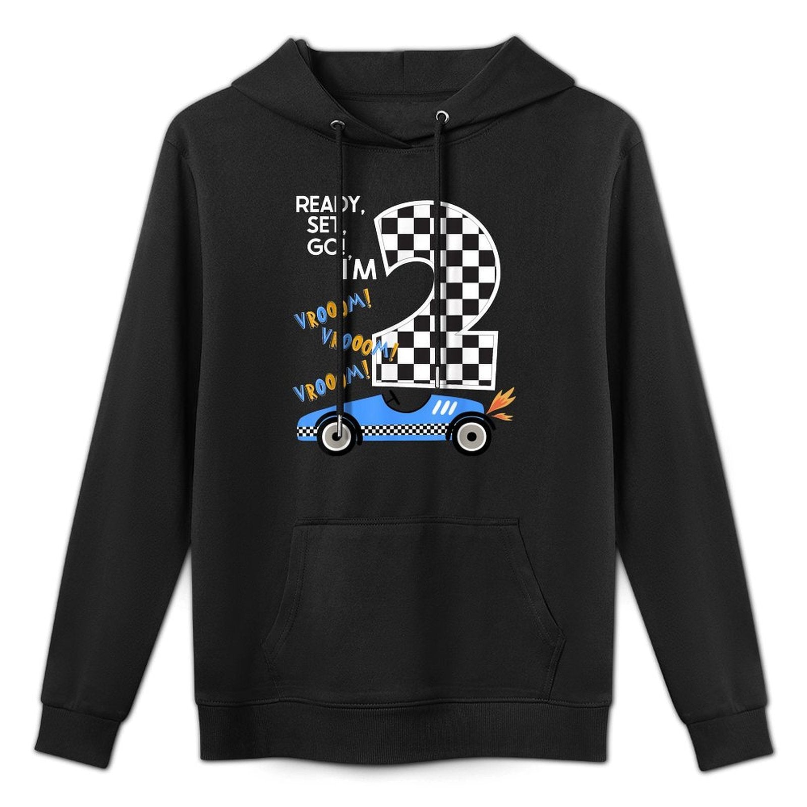 Race Car 2nd Birthday Party Racing Car Driver 2 Birthday Boy Kangaroo Pocket Hoodie