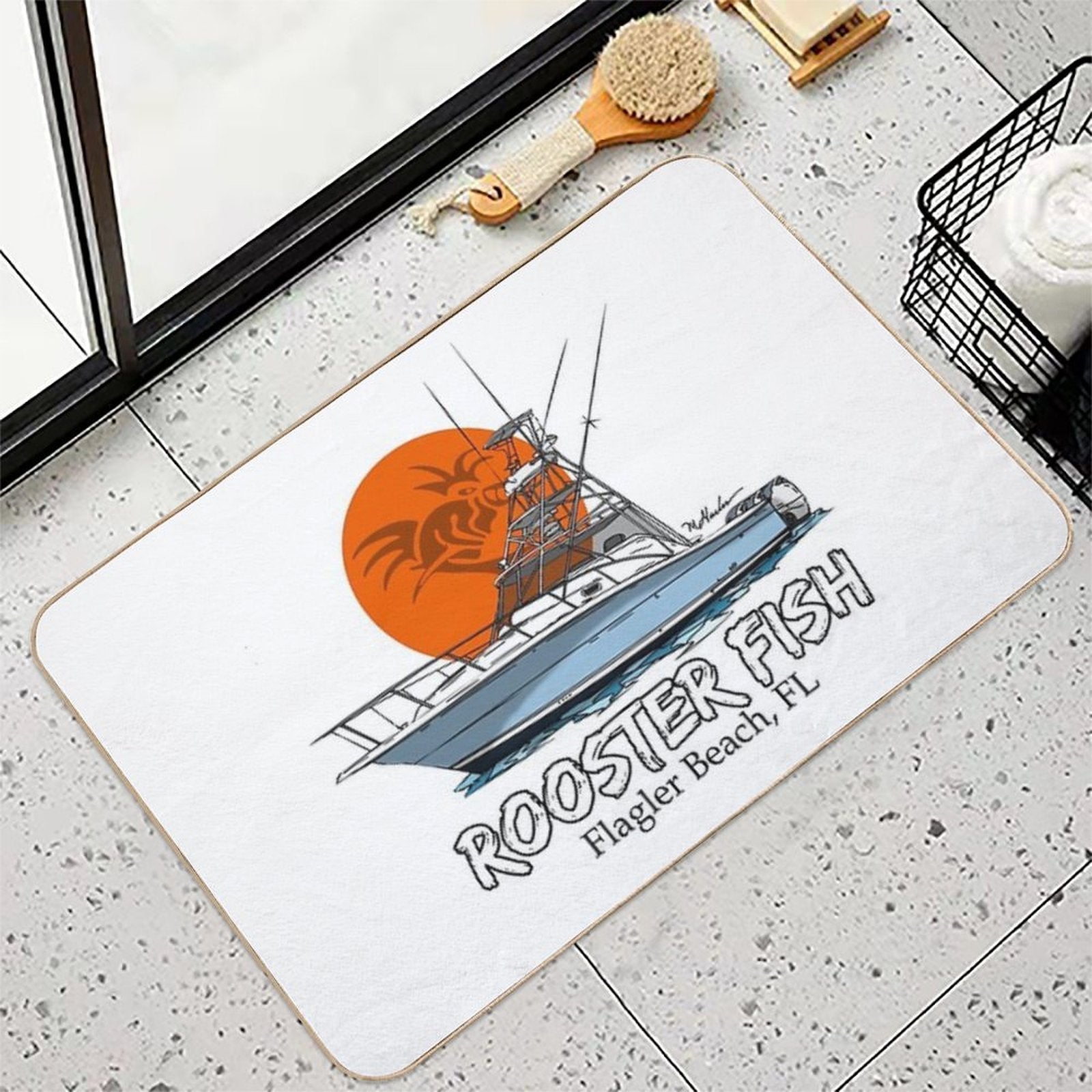 Rooster Fish Flagler Beach, Florida  Versatile Bath Mat