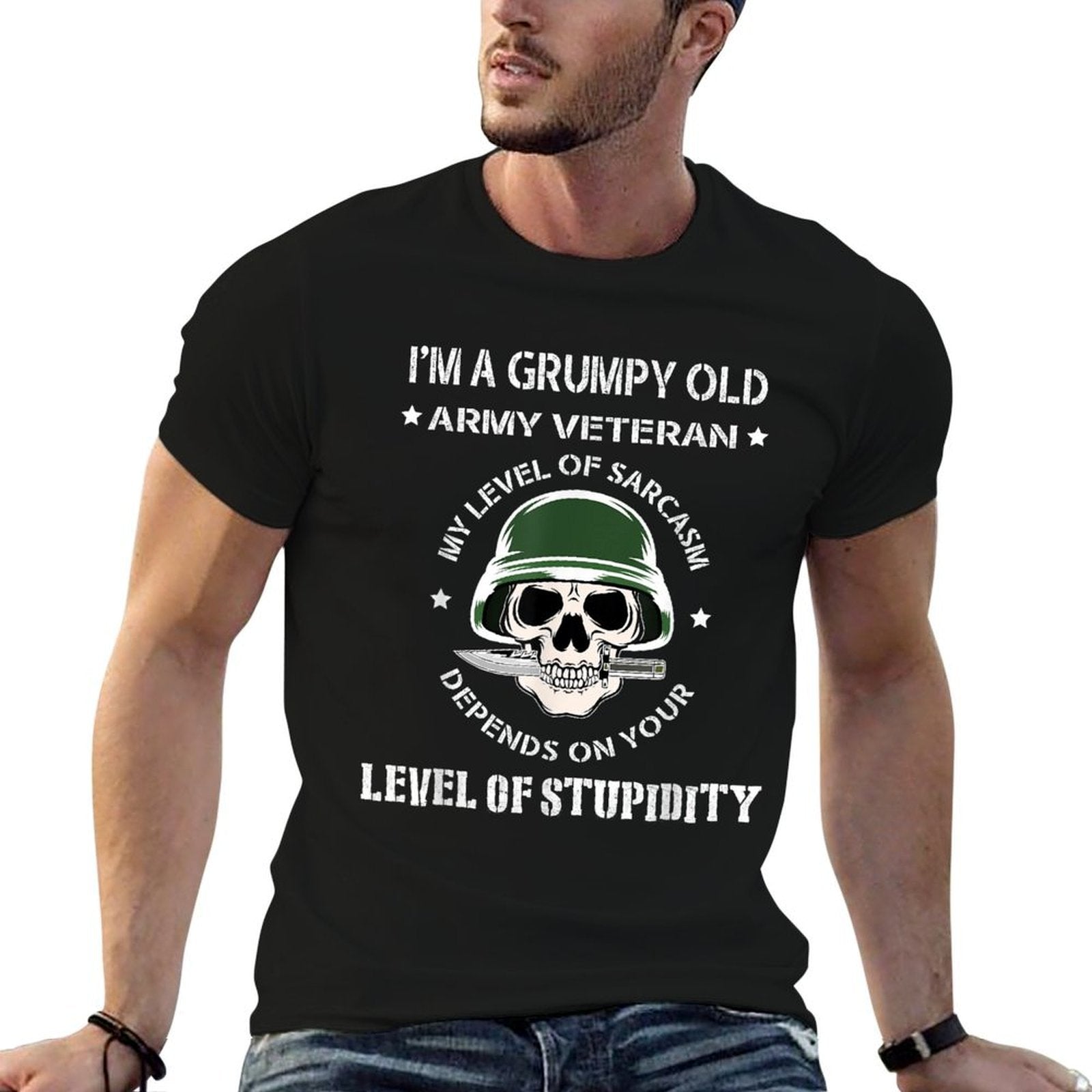 Grumpy Old Army Veteran Funny Veteran T Shirt  Classic T-Shirt