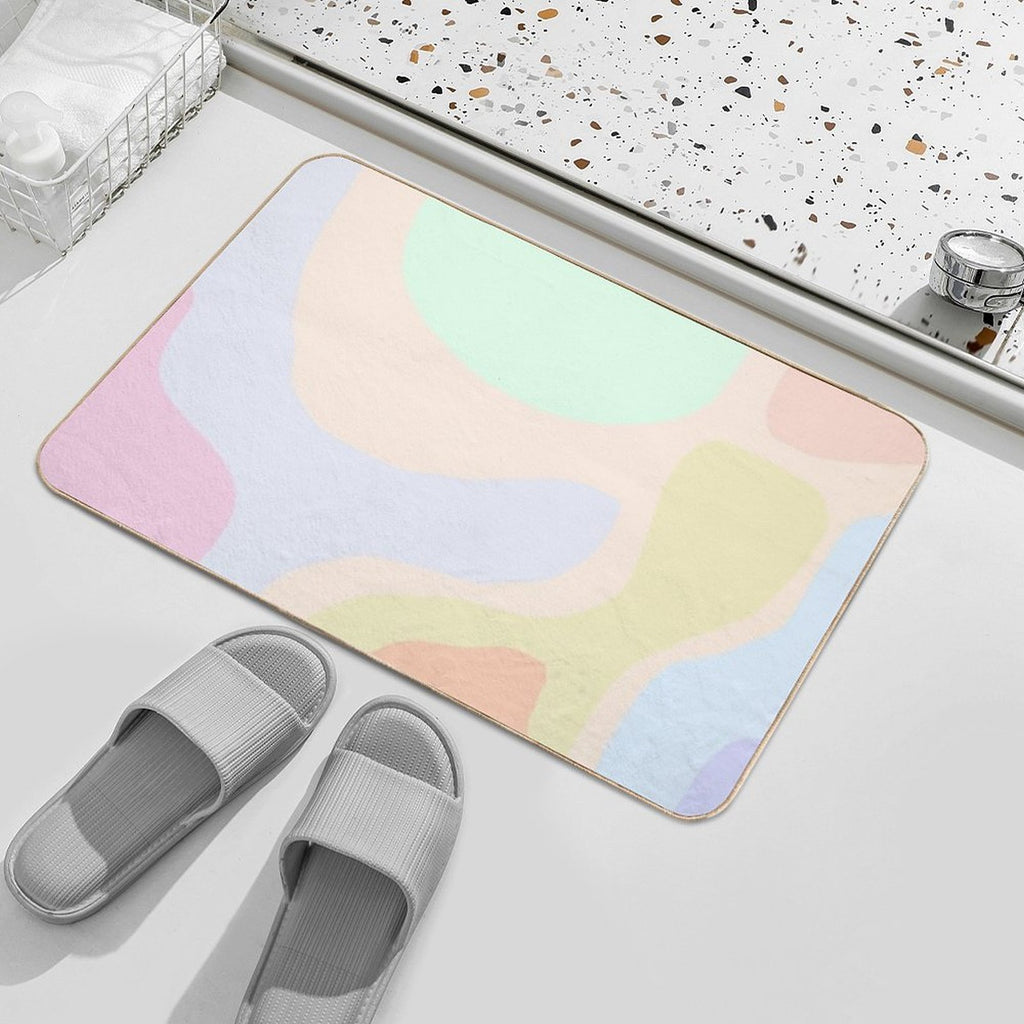 Minimalist Abstract Pastels Geometric Rounded Fun Shapes Tapestry  Fade-Resistant Bath Mat