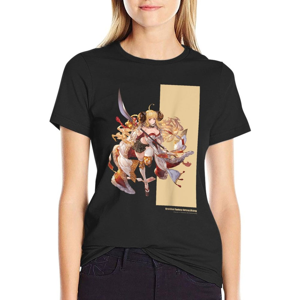 Cygames, Inc. Granblue Fantasy Versus Rising Black Anime Game Character  Slim-fit Cut T-Shirt