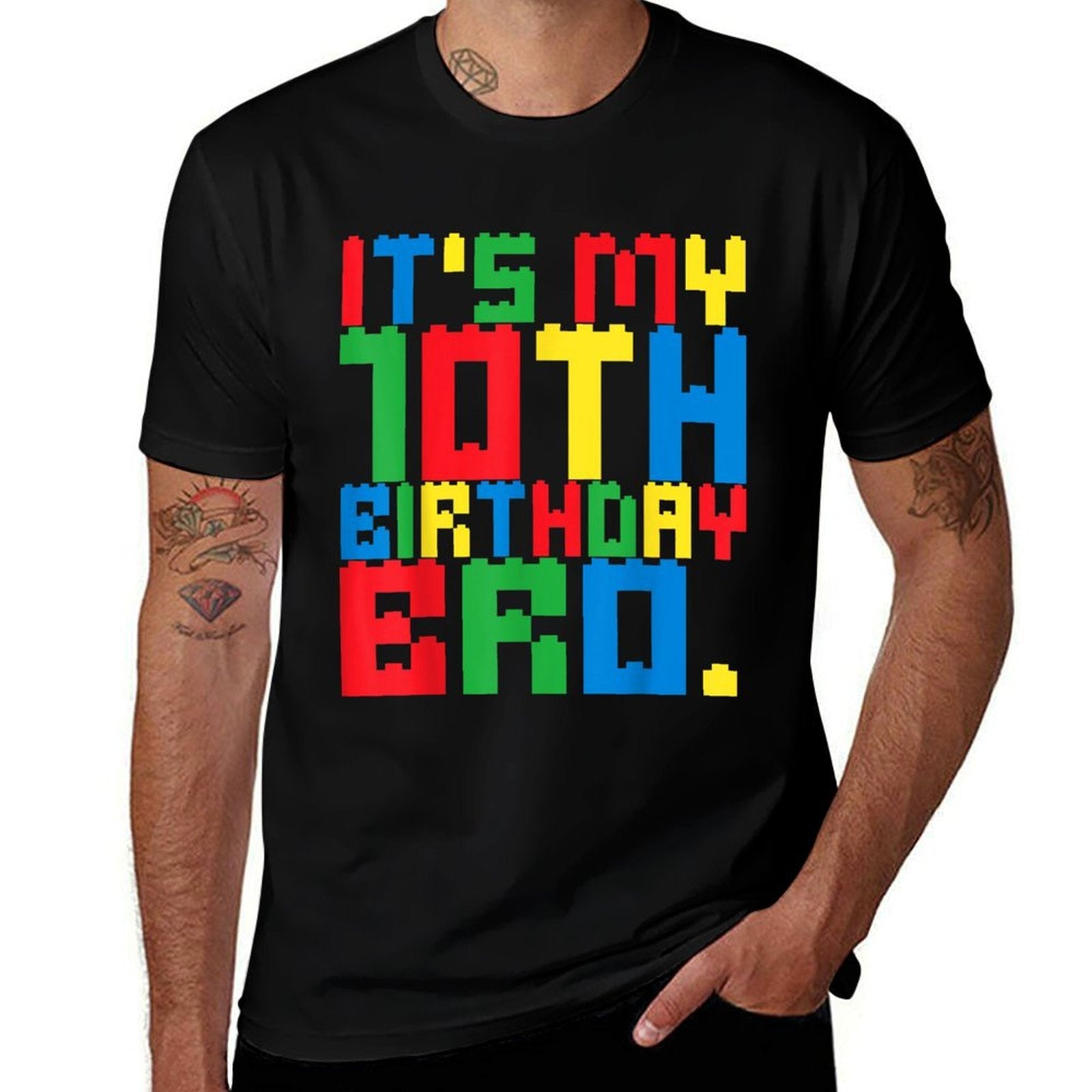 It's My 10th Birthday Bro Block Building 10 Years Old Boys  Breathable T-Shirt