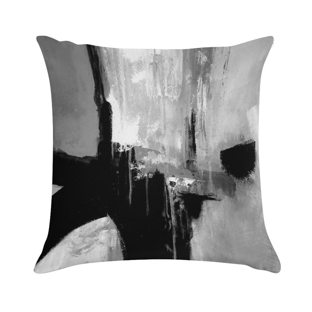 Black White Horizontal Abstract Soft Durable Construction Throw Pillow