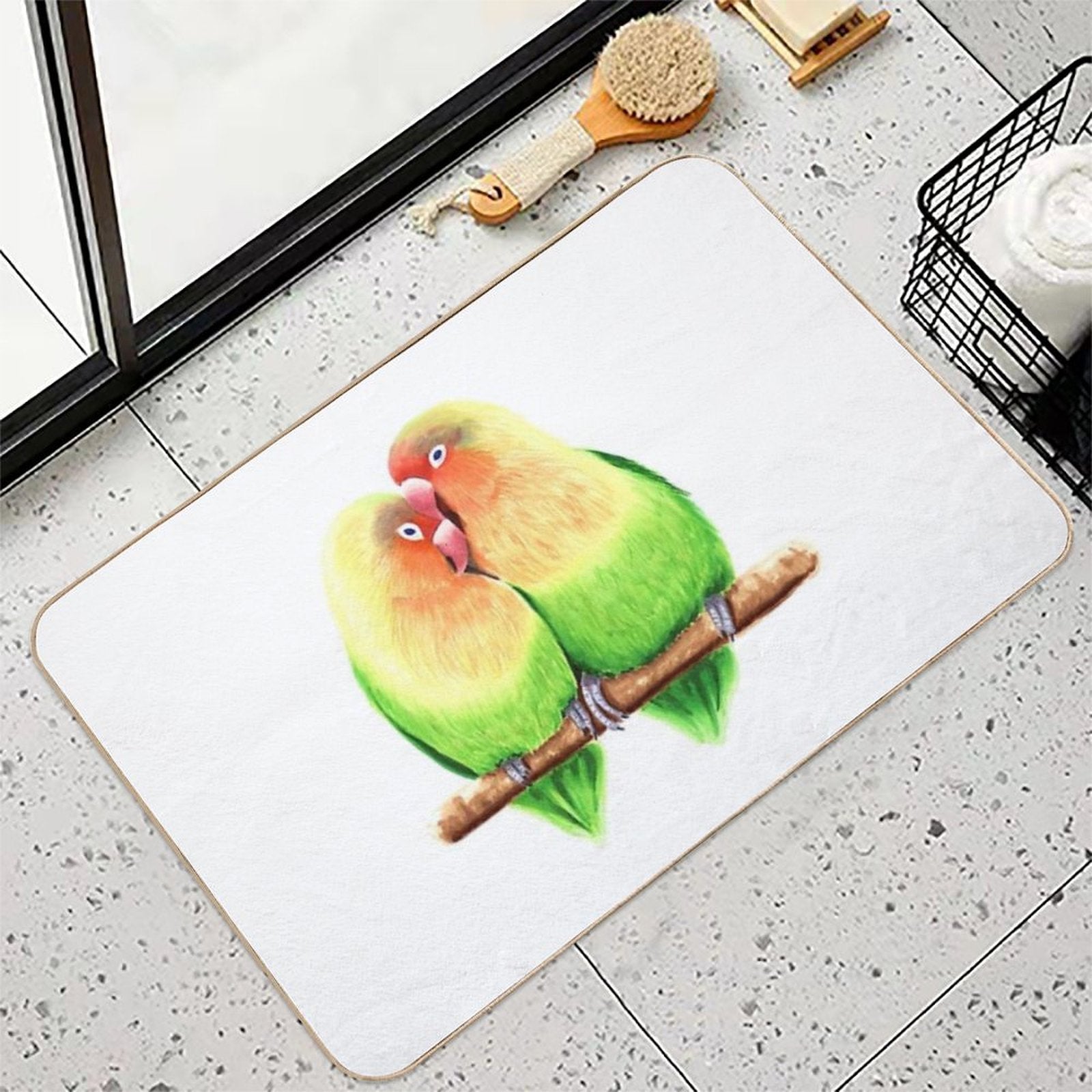 Lovebird Parrots Durable Bath Mat
