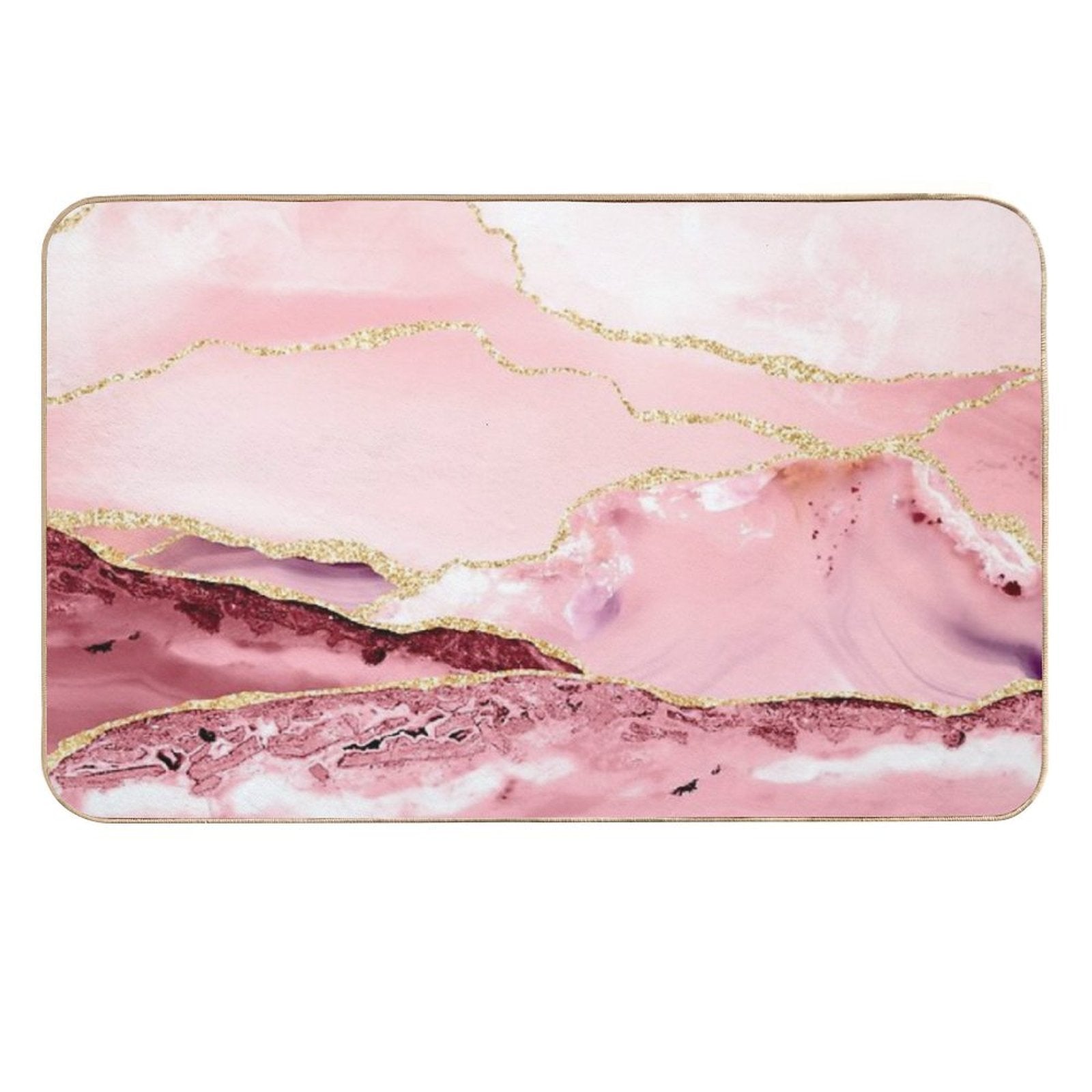 Beautiful Mermaid Faux Marble With Gold Glitter Veins  Long-Lasting Bath Mat