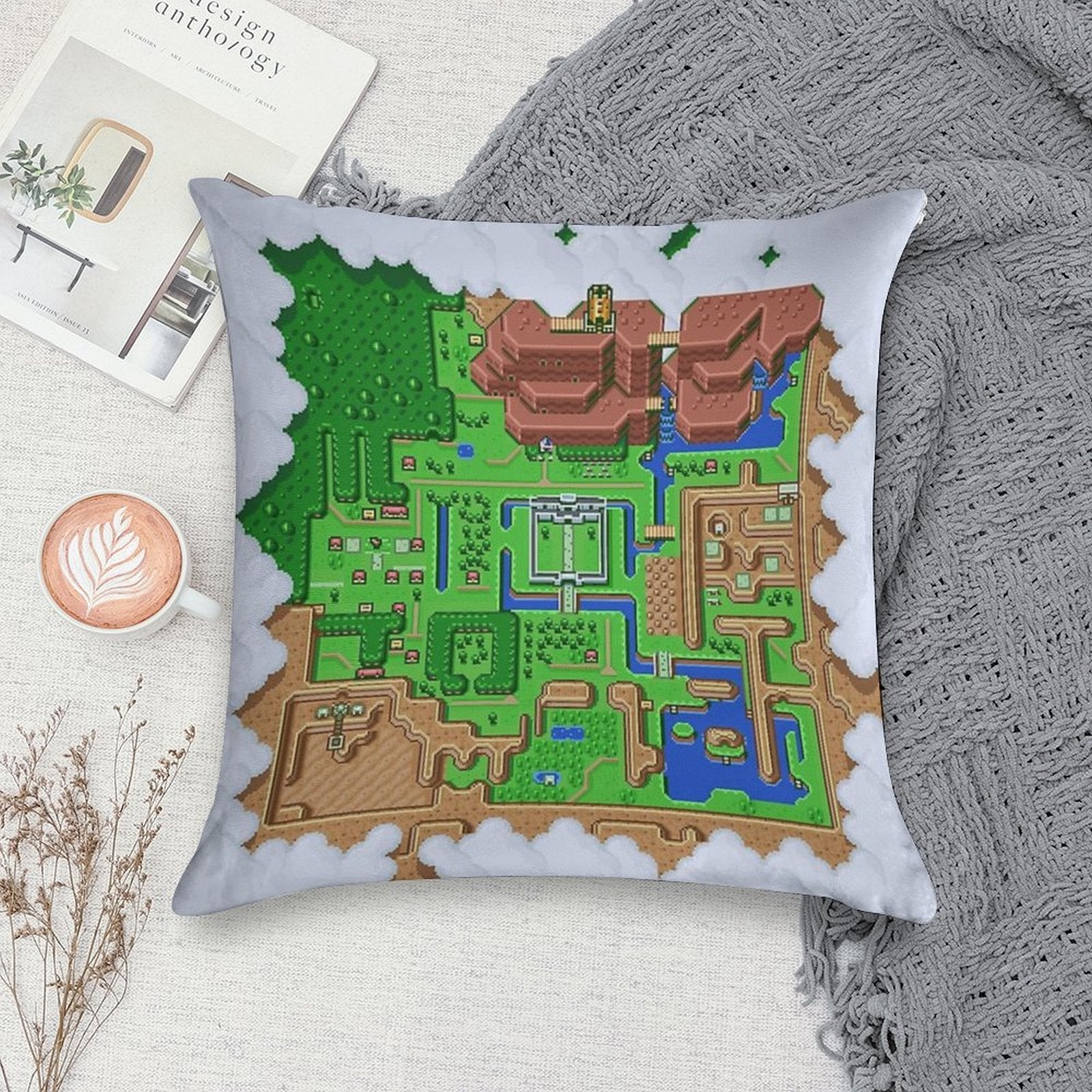 LttP World Map Soft High-Density Material Throw Pillow