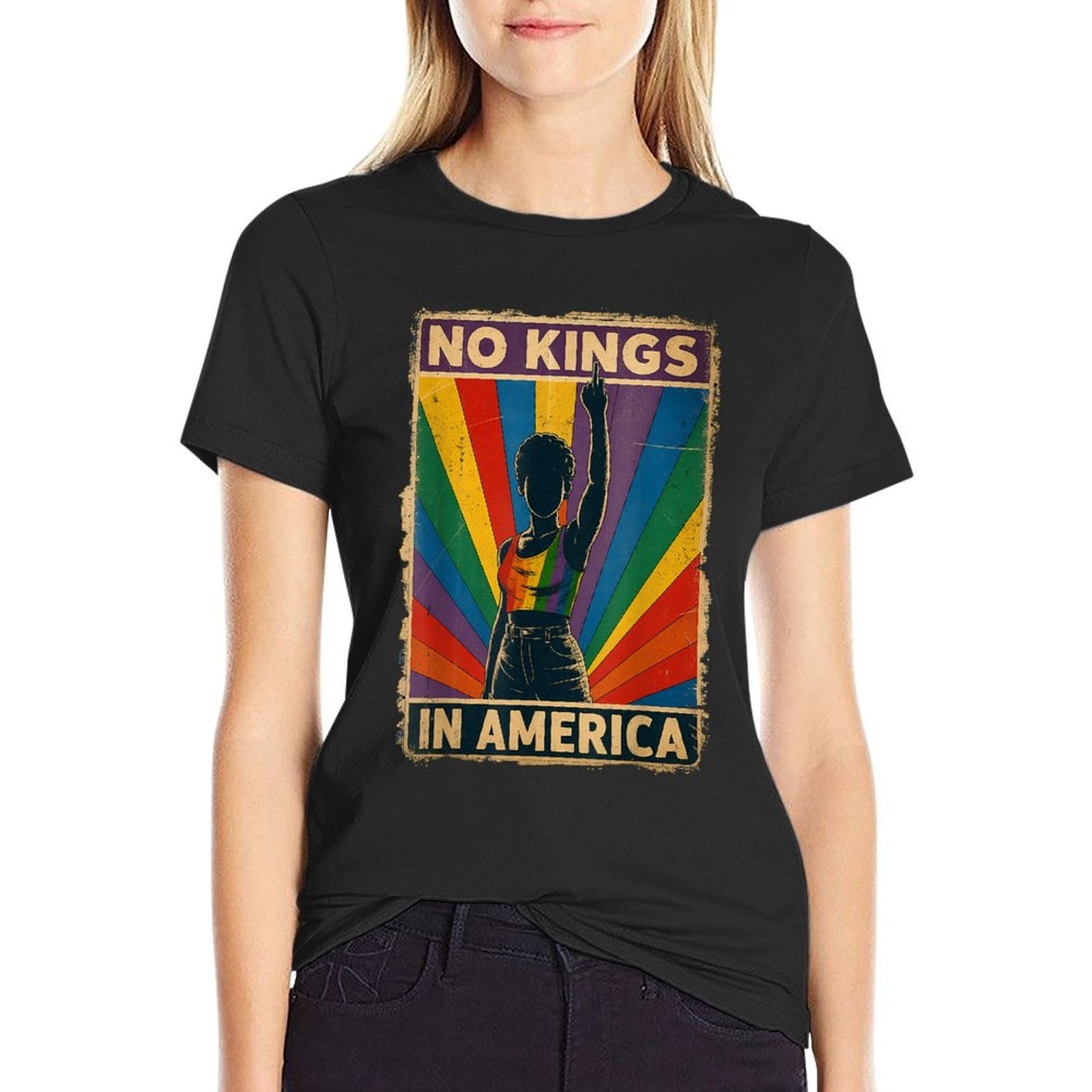 No Kings in America LGBT Pride Save Democraty  Summer-ready Fabric T-Shirt