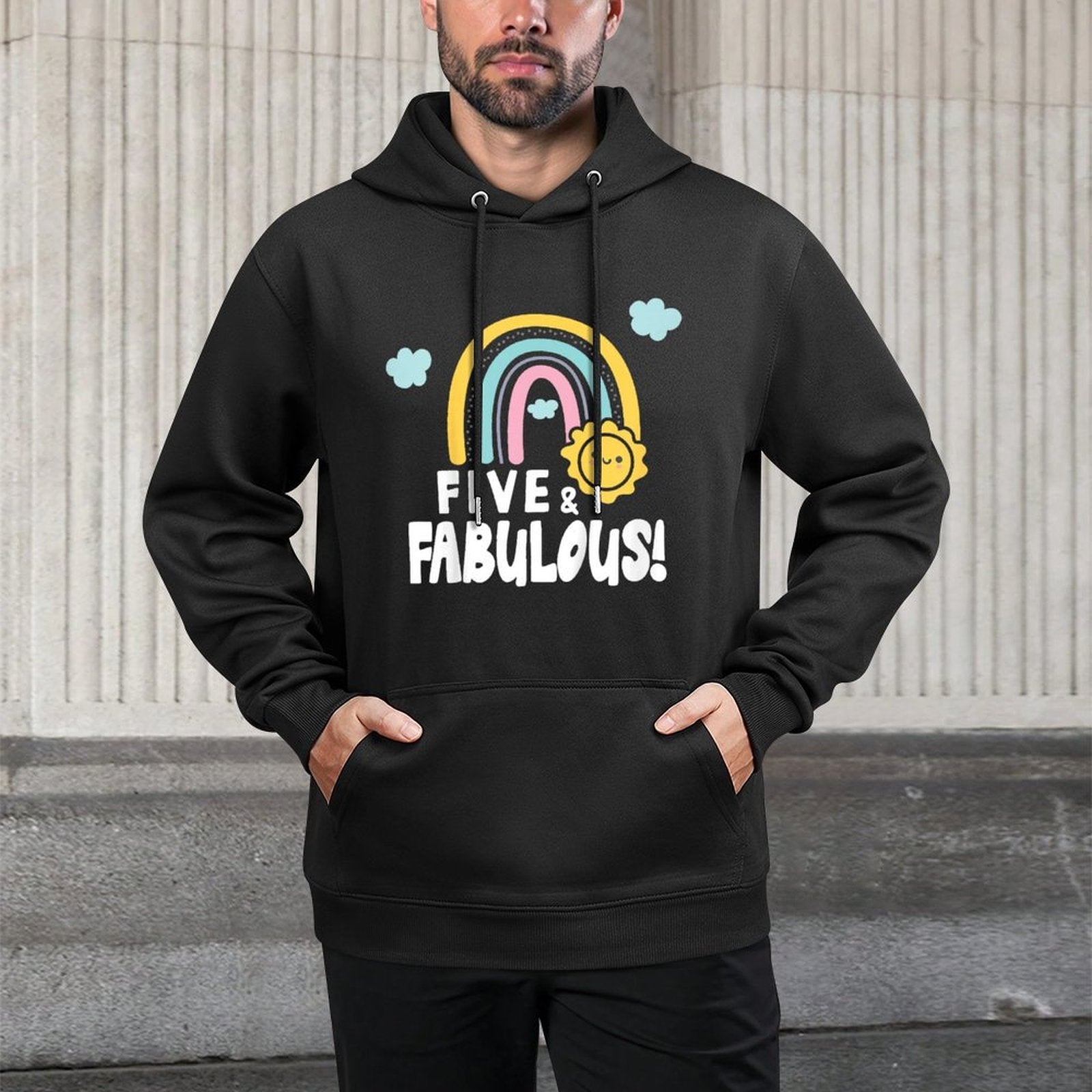 Kids Rainbows & Sunshine Five Year Old 5th Birthday Party All-Day Comfort Hoodie