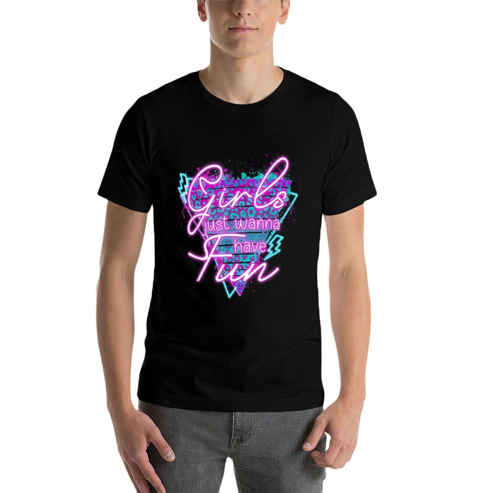 Funny Girls Just Wanna Have Fun Awesome 70s 80s 90s 1980s  Summer-ready Fabric T-Shirt