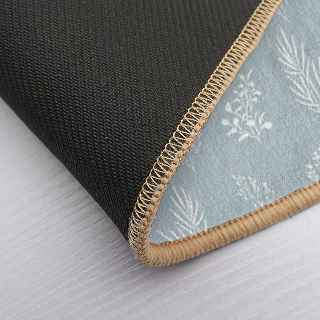 Seamless Isolated Silhouette Pattern of Tree Branches with Leaves.  Fade-Resistant Bath Mat