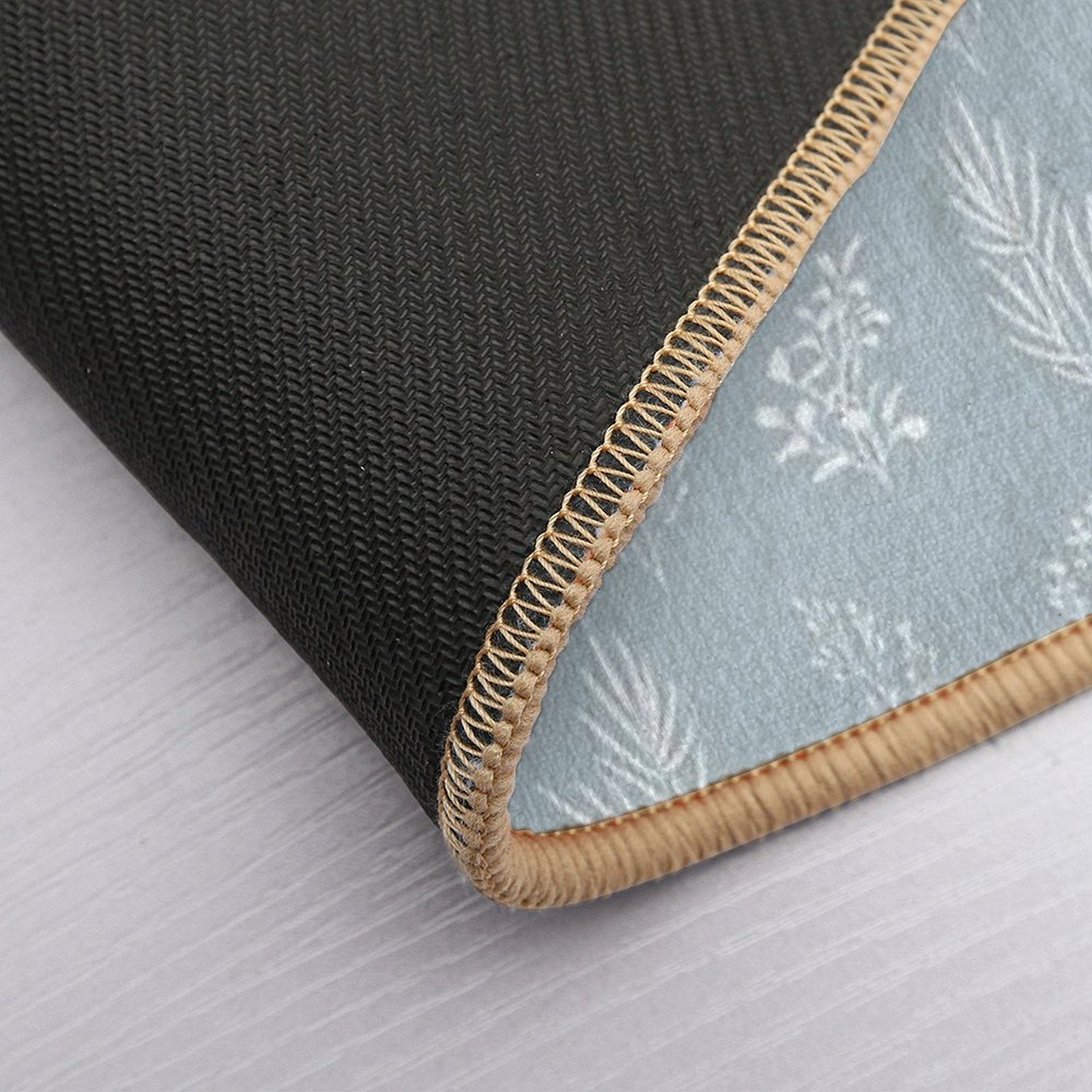Seamless Isolated Silhouette Pattern of Tree Branches with Leaves.  Fade-Resistant Bath Mat