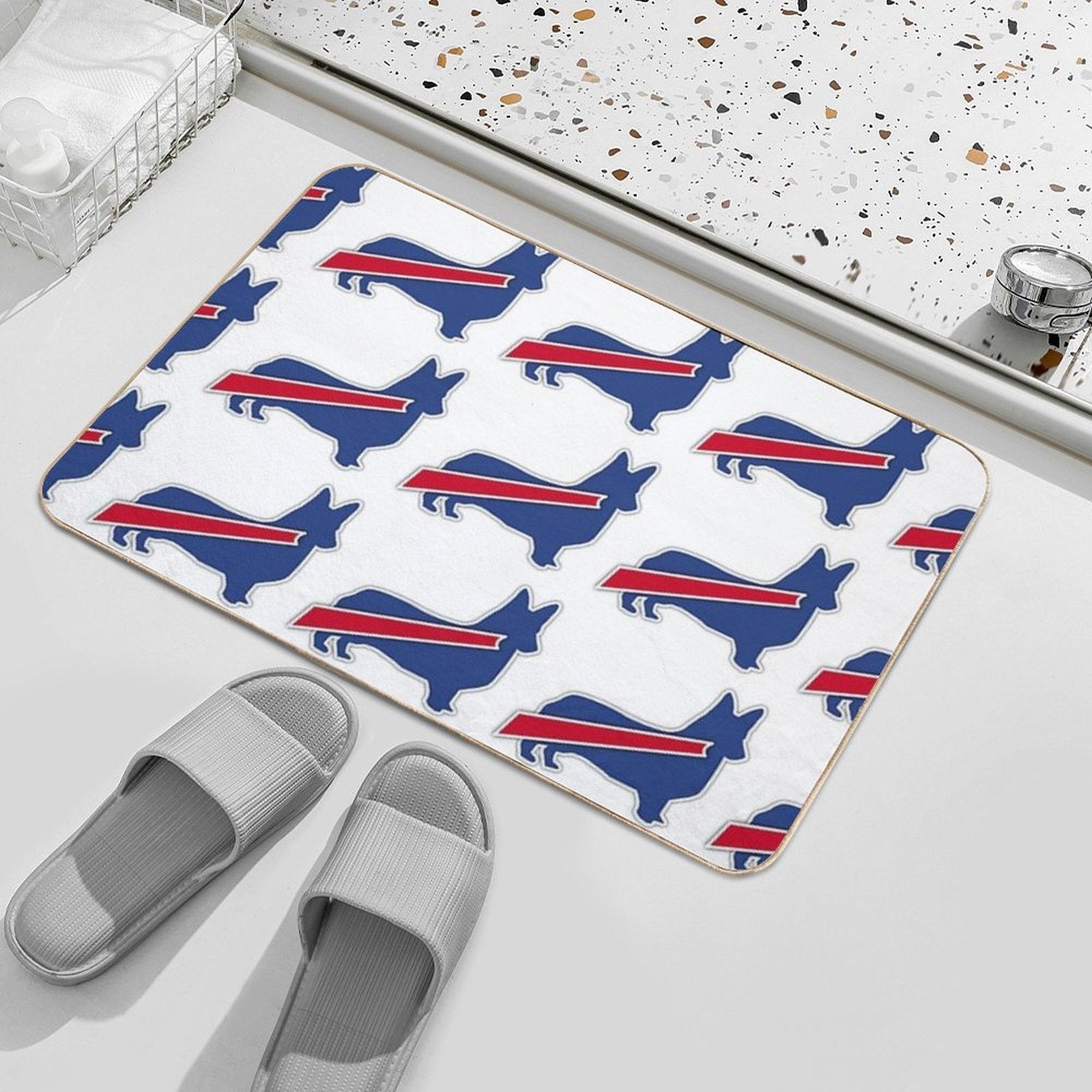 Buffalo Bills Corgi  Slip-Resistant Bath Mat