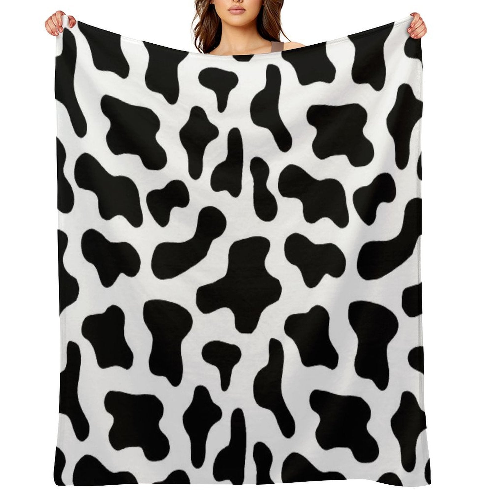 Black And White Cow Print Shrink-resistant Throw Blanket