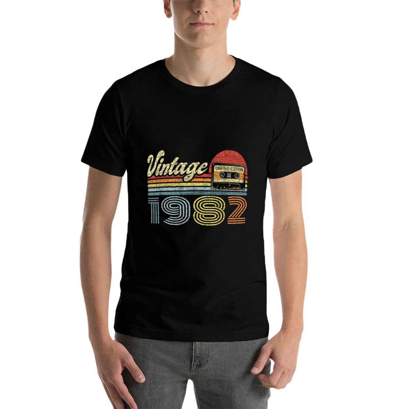 Retro Audio Cassette Vintage Since 1982 40th Birthday  Heathered Texture T-Shirt