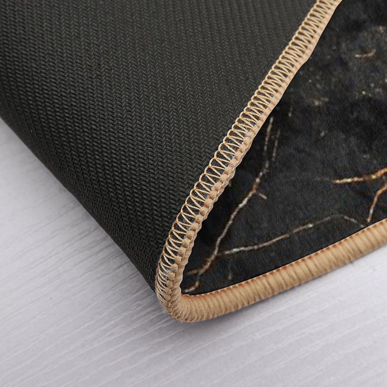 Faux Black Marble with Gold Glitter Veins  Non-Slip Bath Mat
