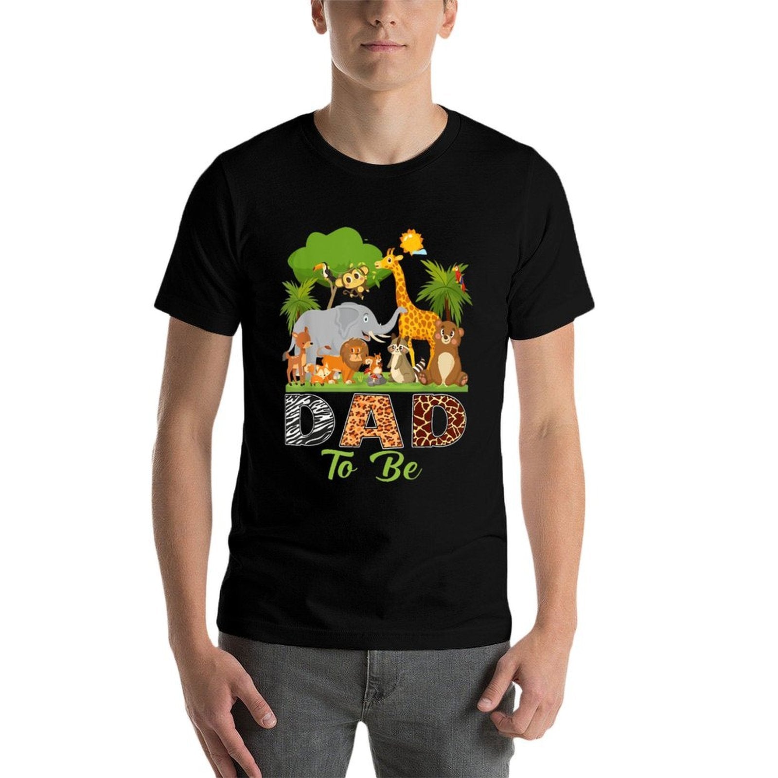 Soon To Be Dad Jungle Animal Safari Baby Announcement  Trendy Pattern T-Shirt