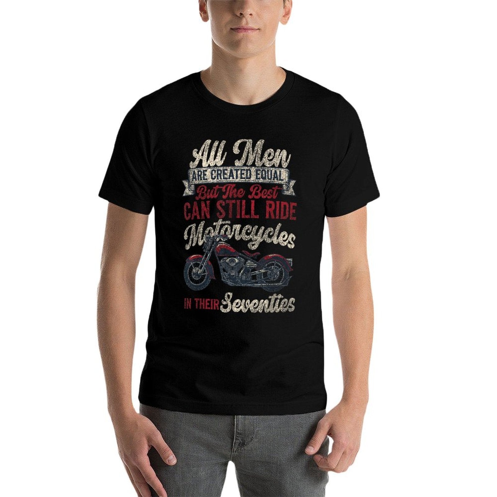 Classic Motorcycle Biker Grandpa 70th Birthday All Men Are  Soft T-Shirt