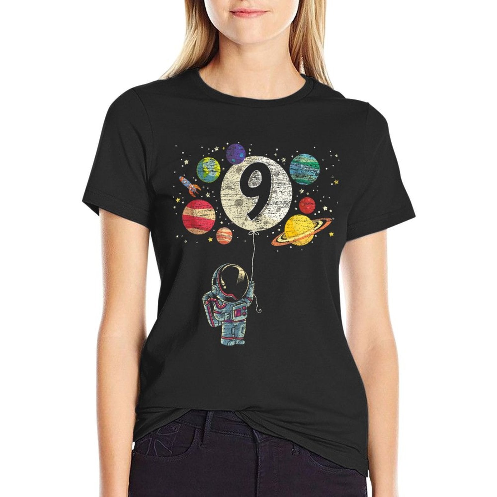 9 Years Old Birthday Boy Gifts Astronaut 9th Birthday  Fade-proof Color T-Shirt