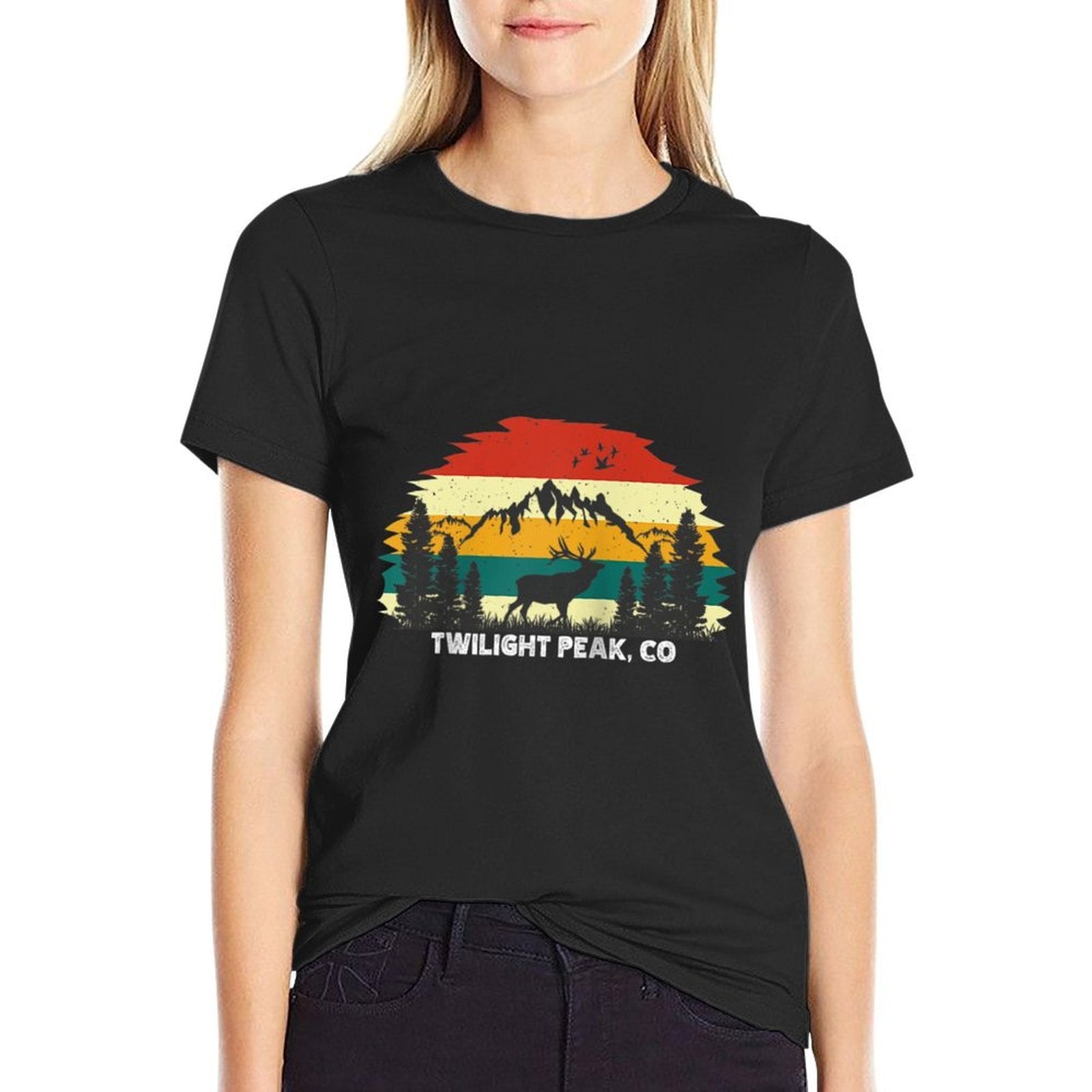 Twilight Peak, CO Mountain Hiking Nature Outdoor Camping Raglan Baseball  Fade-proof Color T-Shirt