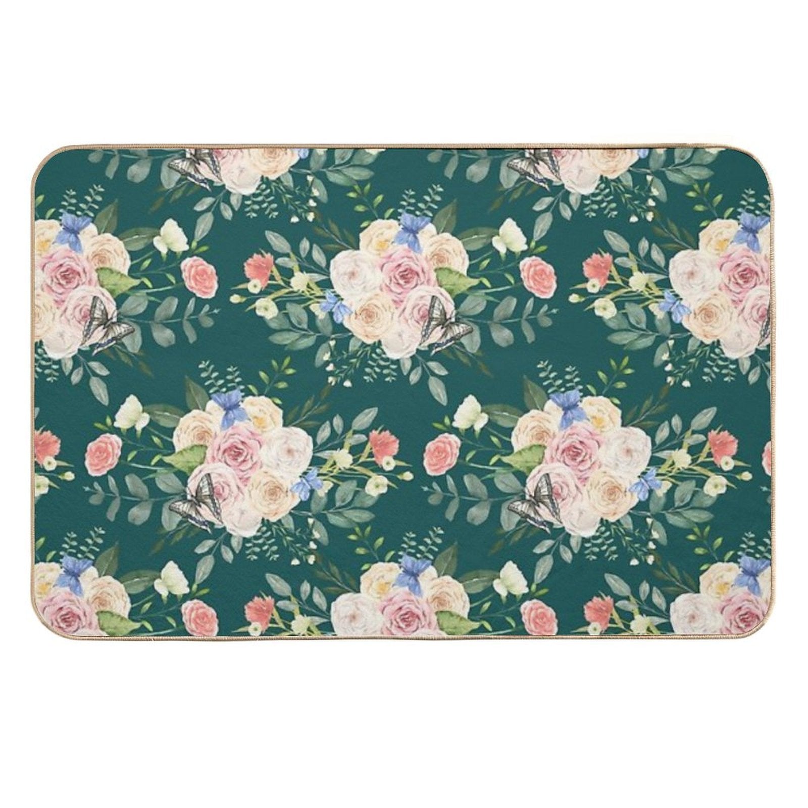 Butterflies,flowers,roses,spring,summer  Easy To Clean Bath Mat