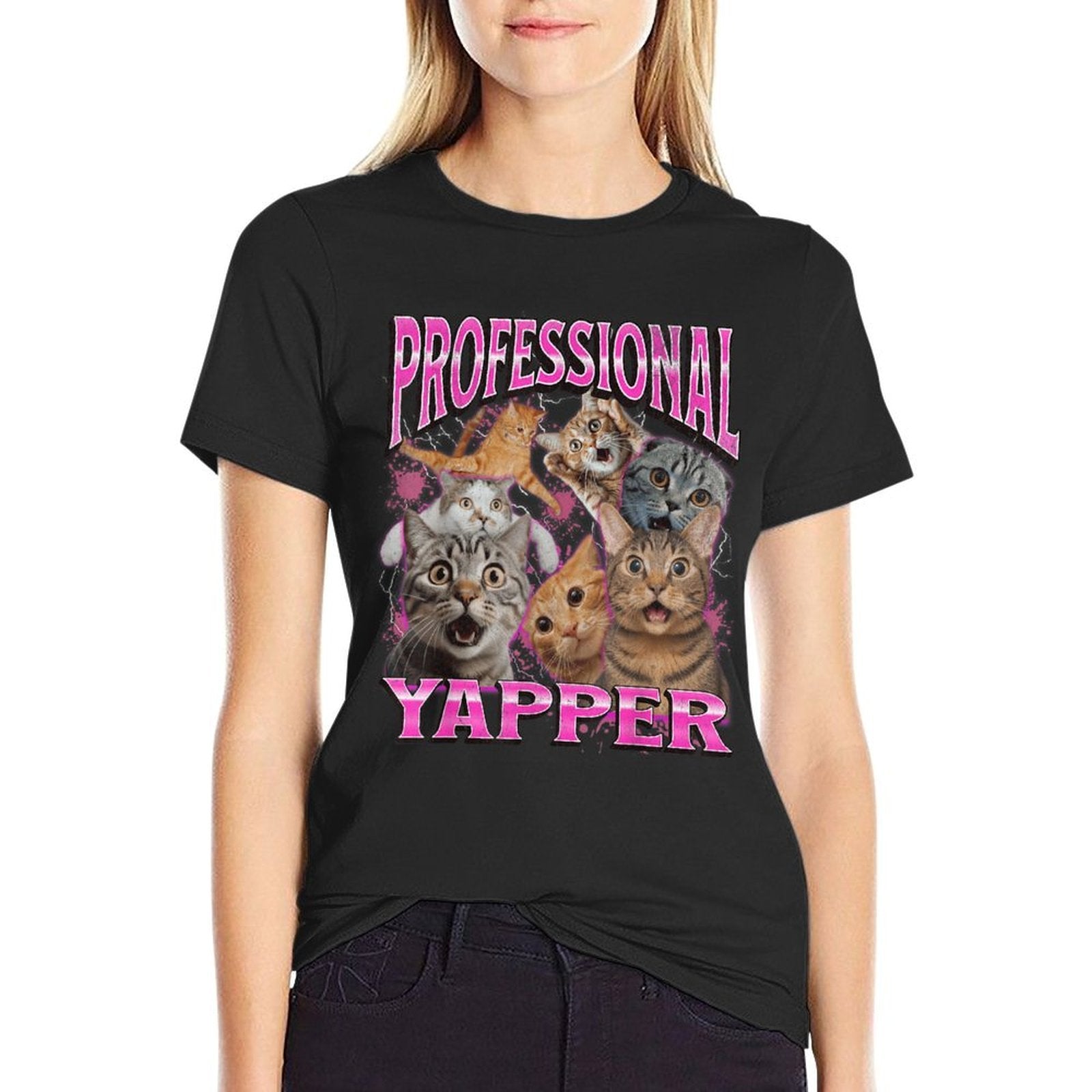 Professional Yapper Funny Cat Meme Bootleg Graphic 90s  Durable T-Shirt