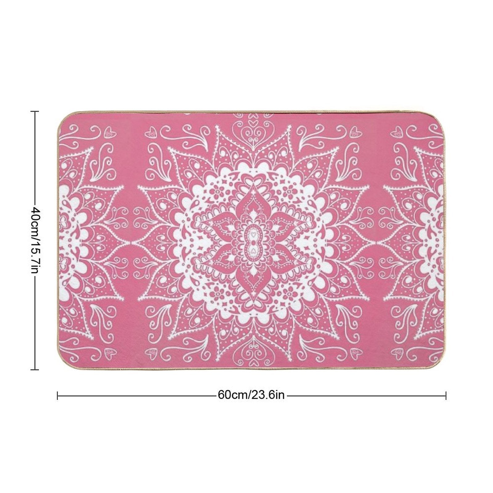 Mandala Hot Pink  Odorless Bath Mat