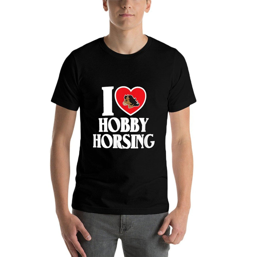 I Love Hobby Horsing Heart Horse Sock Riding Champion  Wrinkle-resistant T-Shirt