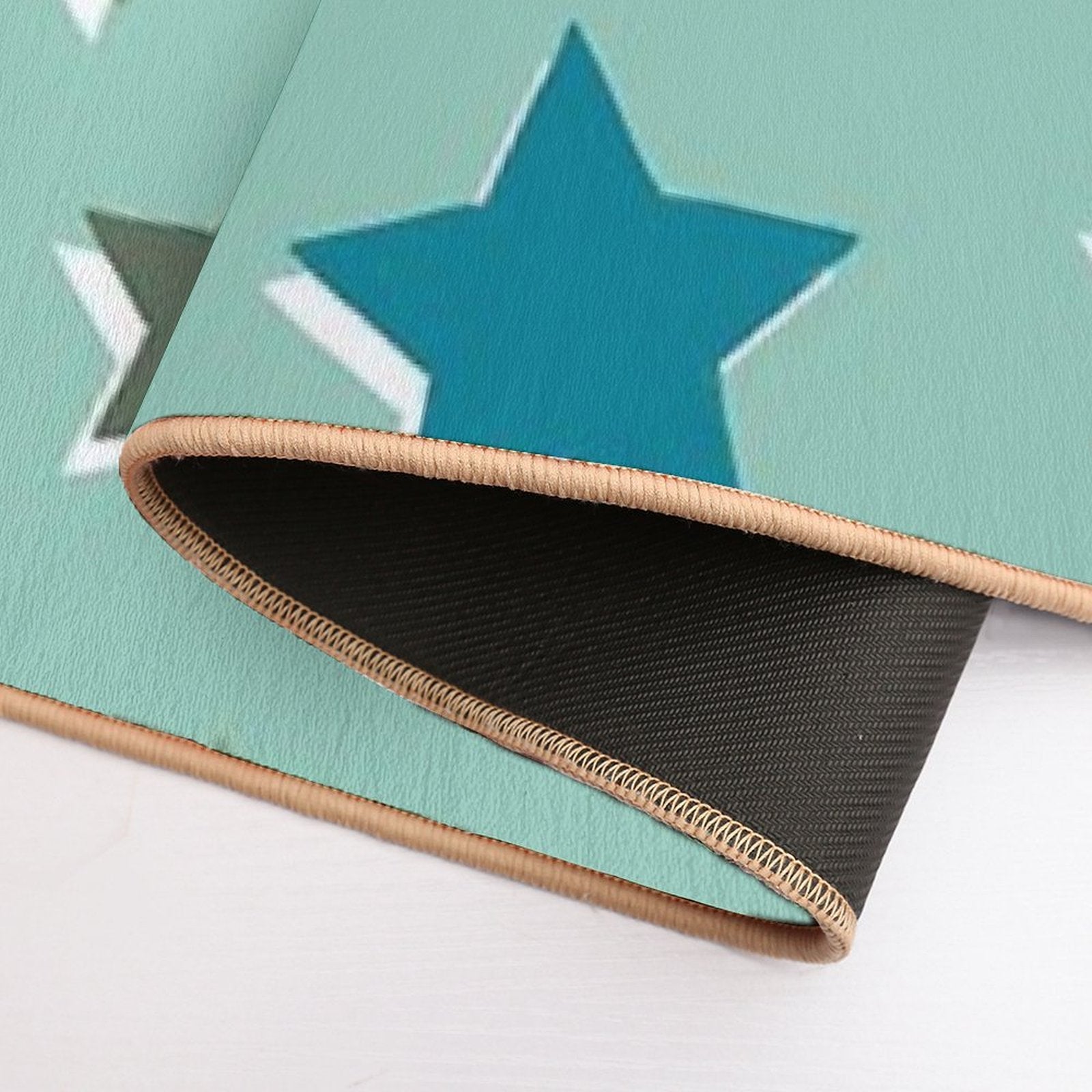 Shades of Green Star Pattern  Fade-Resistant Bath Mat