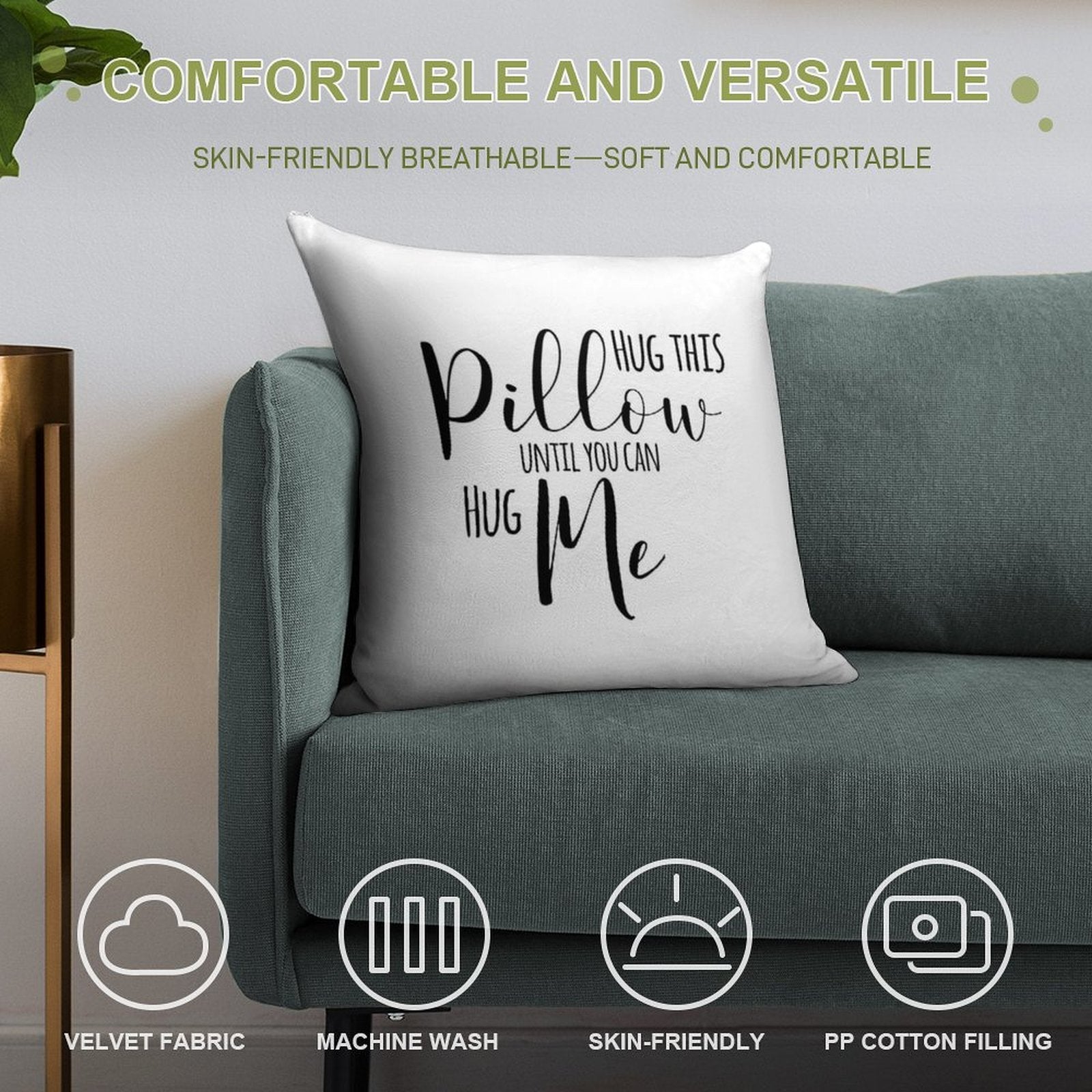 Hug This Pillow Until You Can Hug Me Soft Shrink-Resistant Throw Pillow
