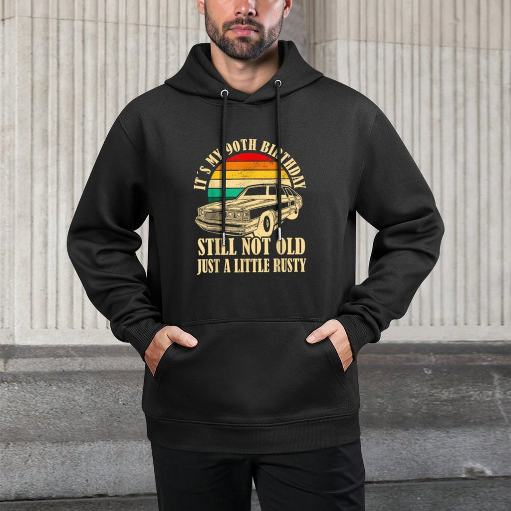 Retro Turning 90 Years Old Vintage Men 90th Birthday Adjustable Hood Hoodie