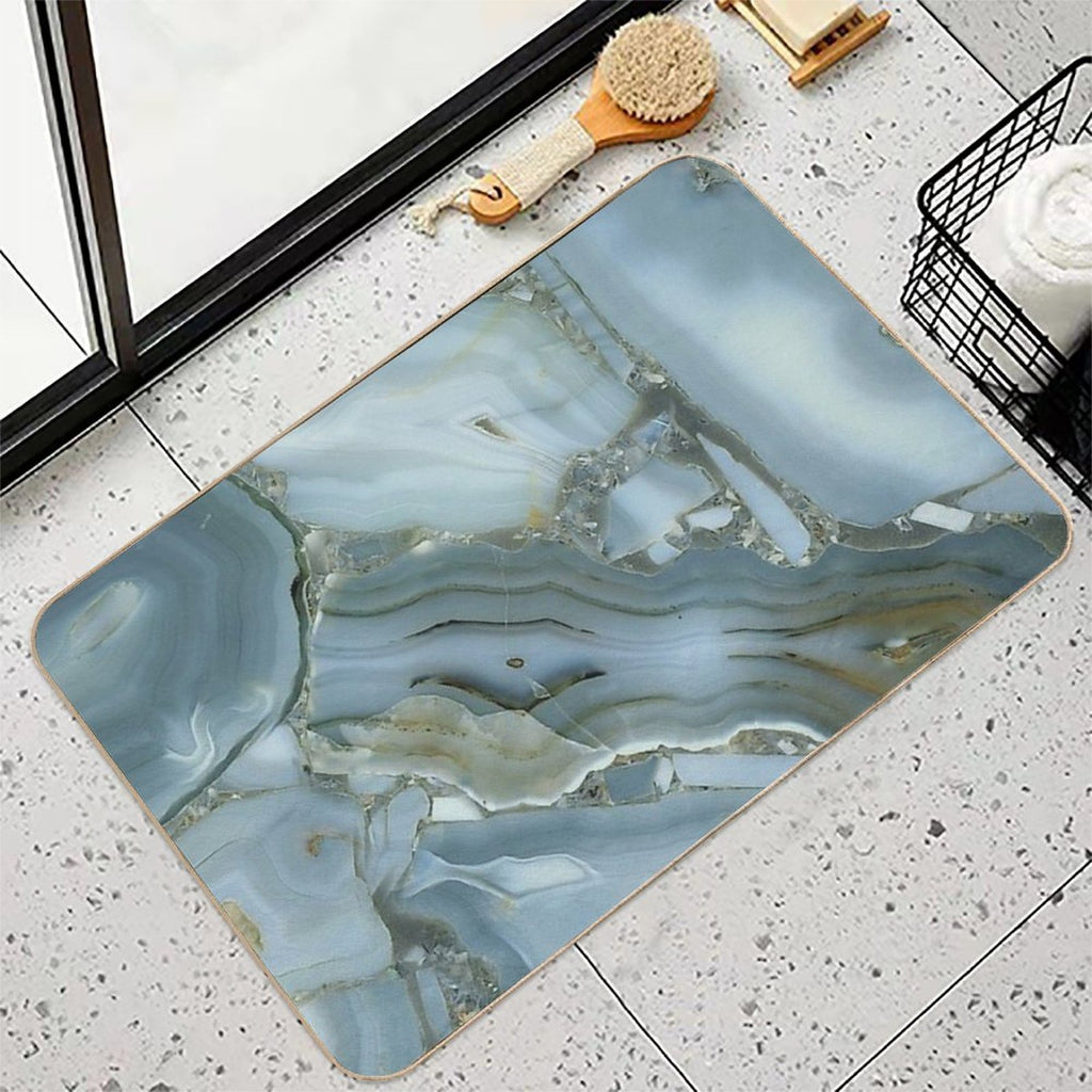Preppy Minimalist Grey Slate Blue Marble  Stain-Proof Bath Mat