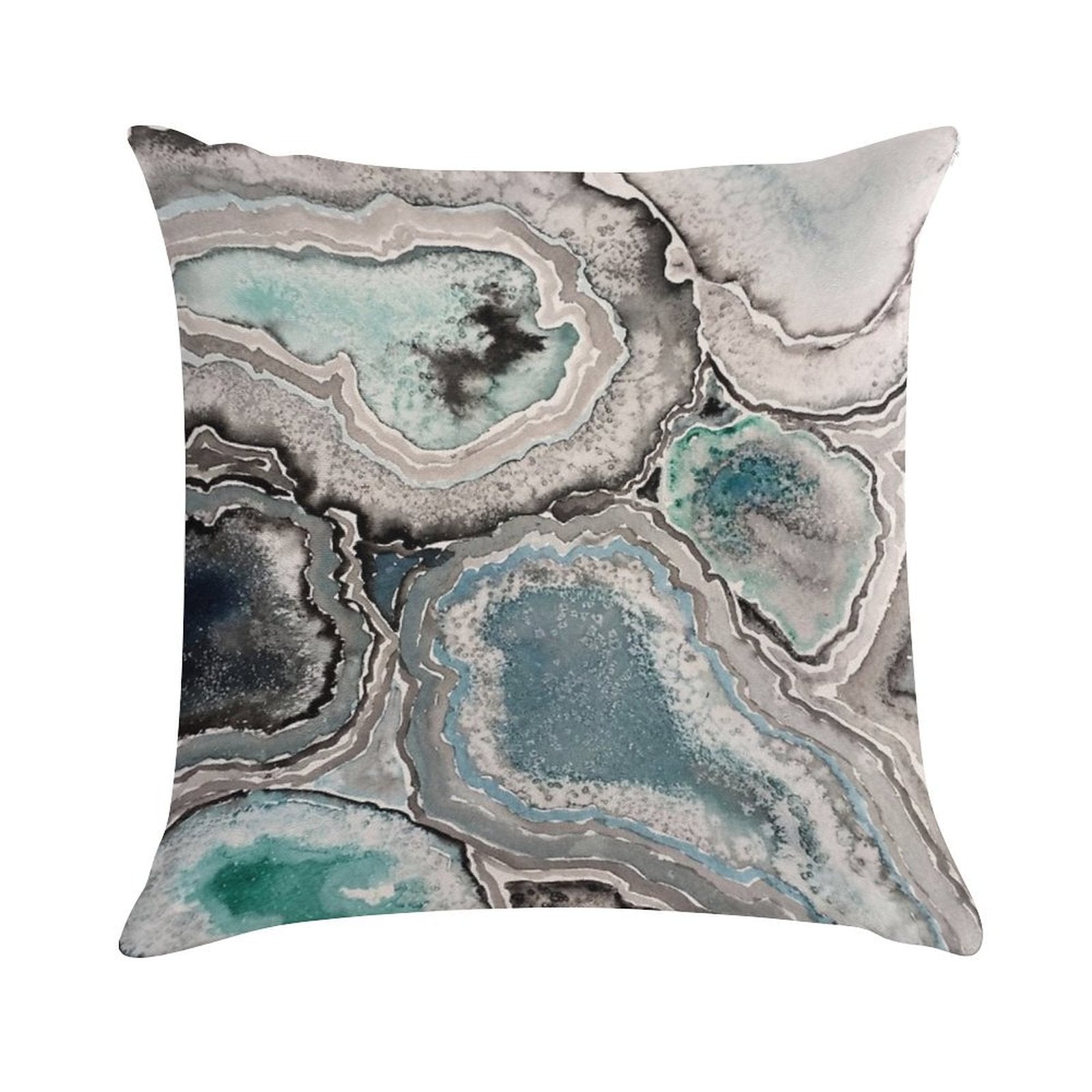 Ode To Geode - BlueTeal Soft Durable Construction Throw Pillow