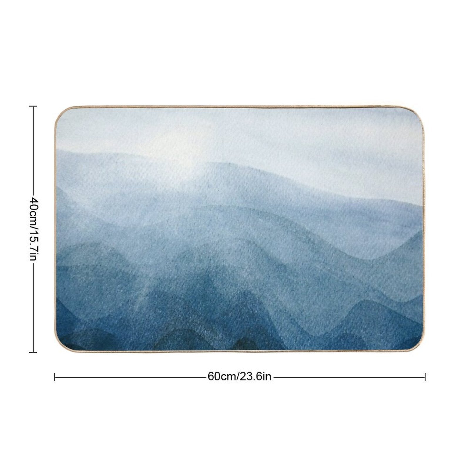 Blue Sunrise in The Mountains, Dawn, Abstract Watercolor  Rapid-Drying Bath Mat