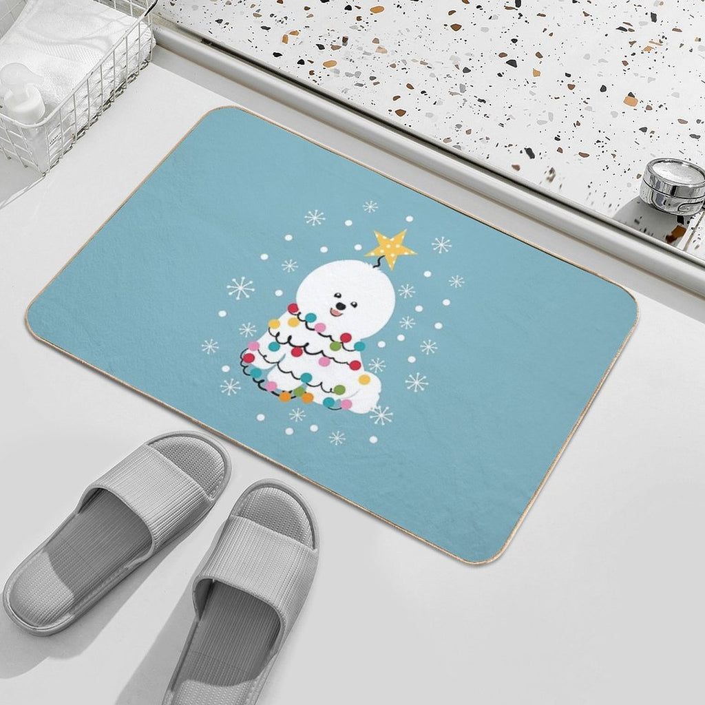 Bichon Frise Christmas Tree  Fade-Resistant Bath Mat