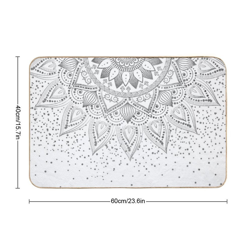 Elegant Grey Mandala Confetti Design  Versatile Bath Mat
