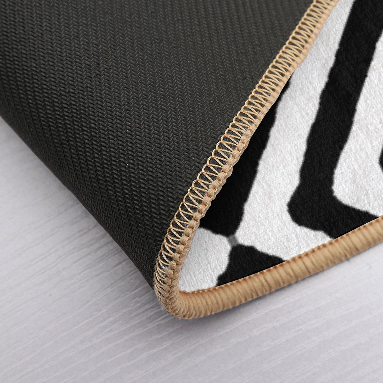 BLACK AND WHITE GEOMETRIC DIAMONDS PATTERN BY OZCUSHIONSTOO  Repositionable Bath Mat