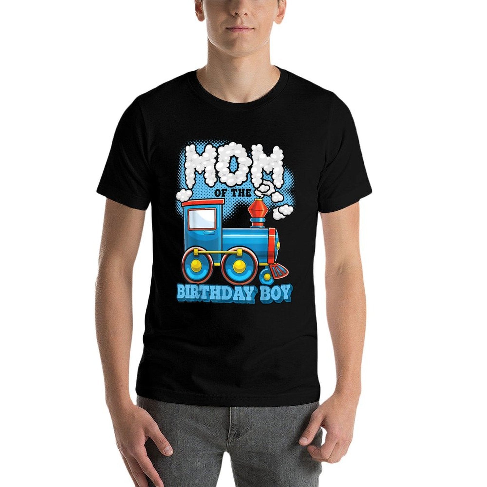 I'm Mom of The Birthday Boy Train Birthday Party Supply  Trendy Pattern T-Shirt