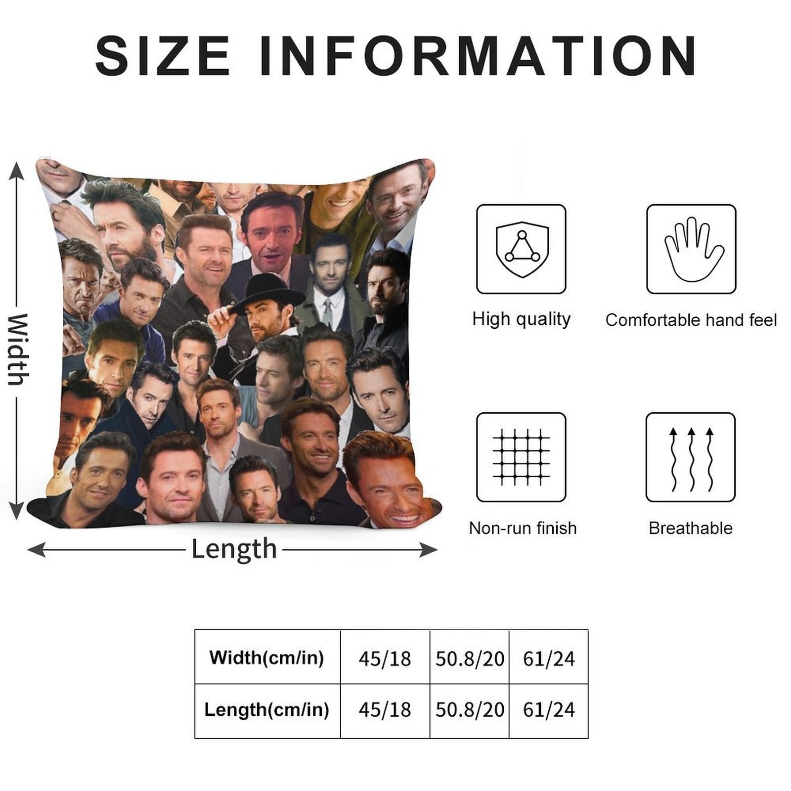 Hugh Jackman Photo Collage Soft Gift Ready Throw Pillow