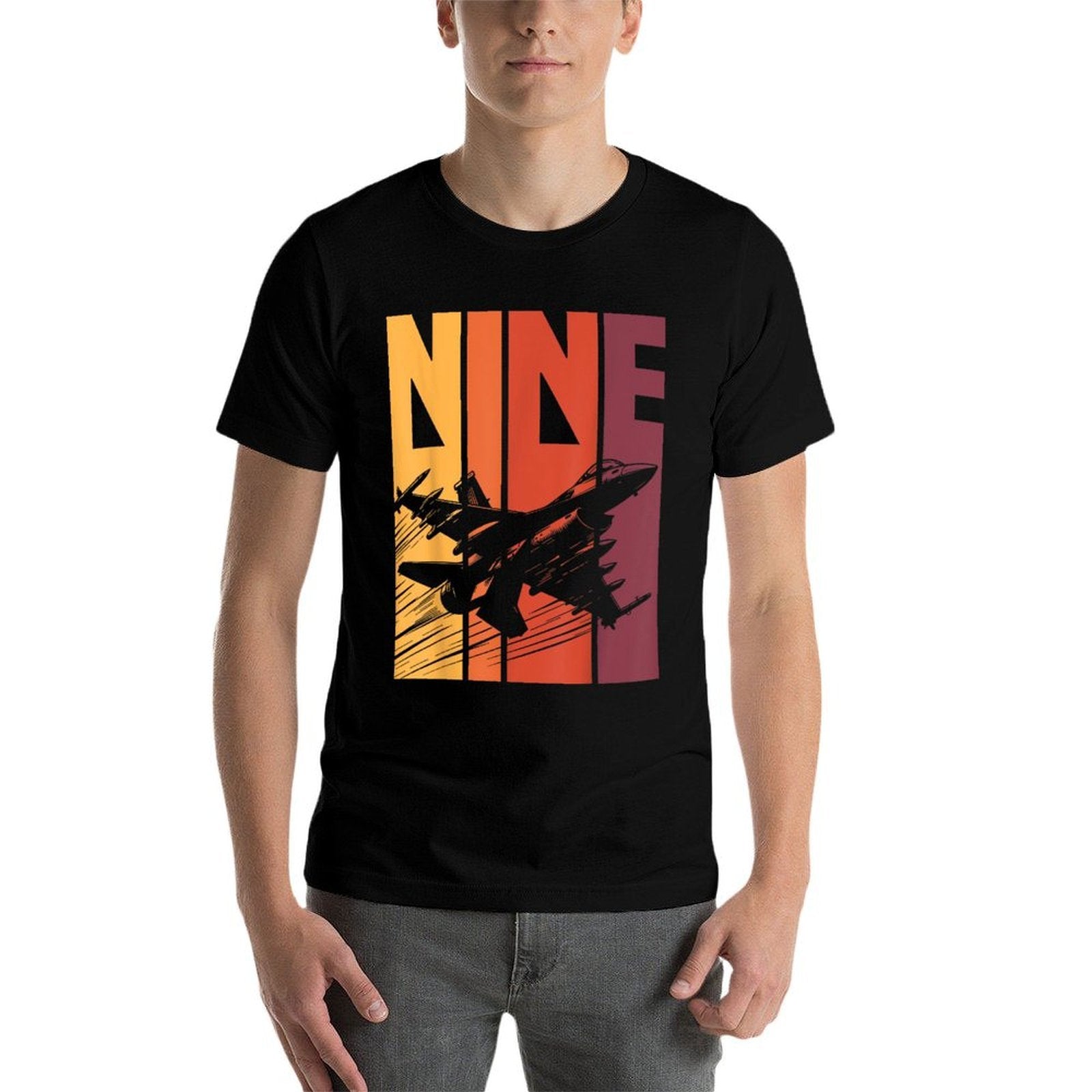 Military Fighter Jet Retro Nine Year Old Boys 9th Birthday  Affordable Price T-Shirt