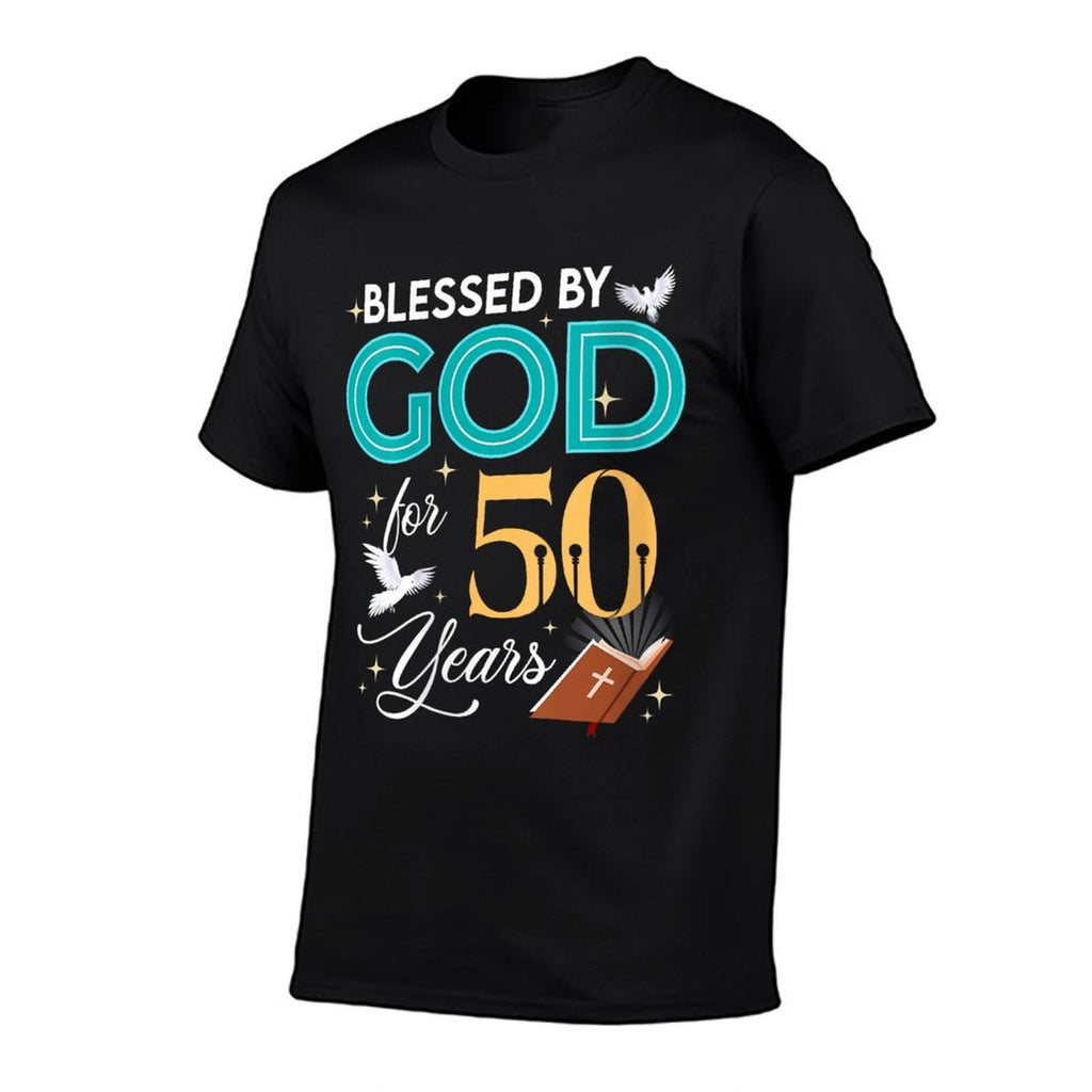 Womens Blessed By God For 50 Years Old 50 Birthday Gifts 50th BDay  Easy-care T-Shirt