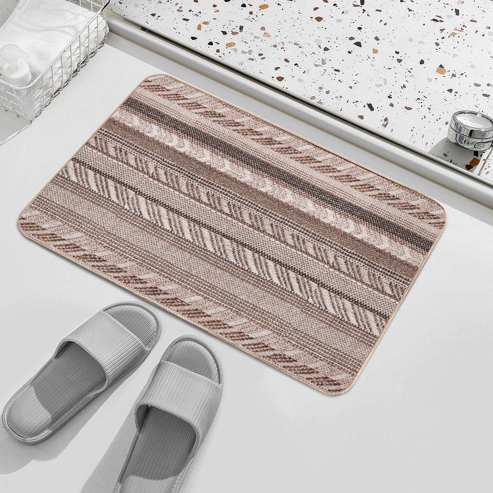 Brassy - Boho Stripe -  Slip-Resistant Bath Mat