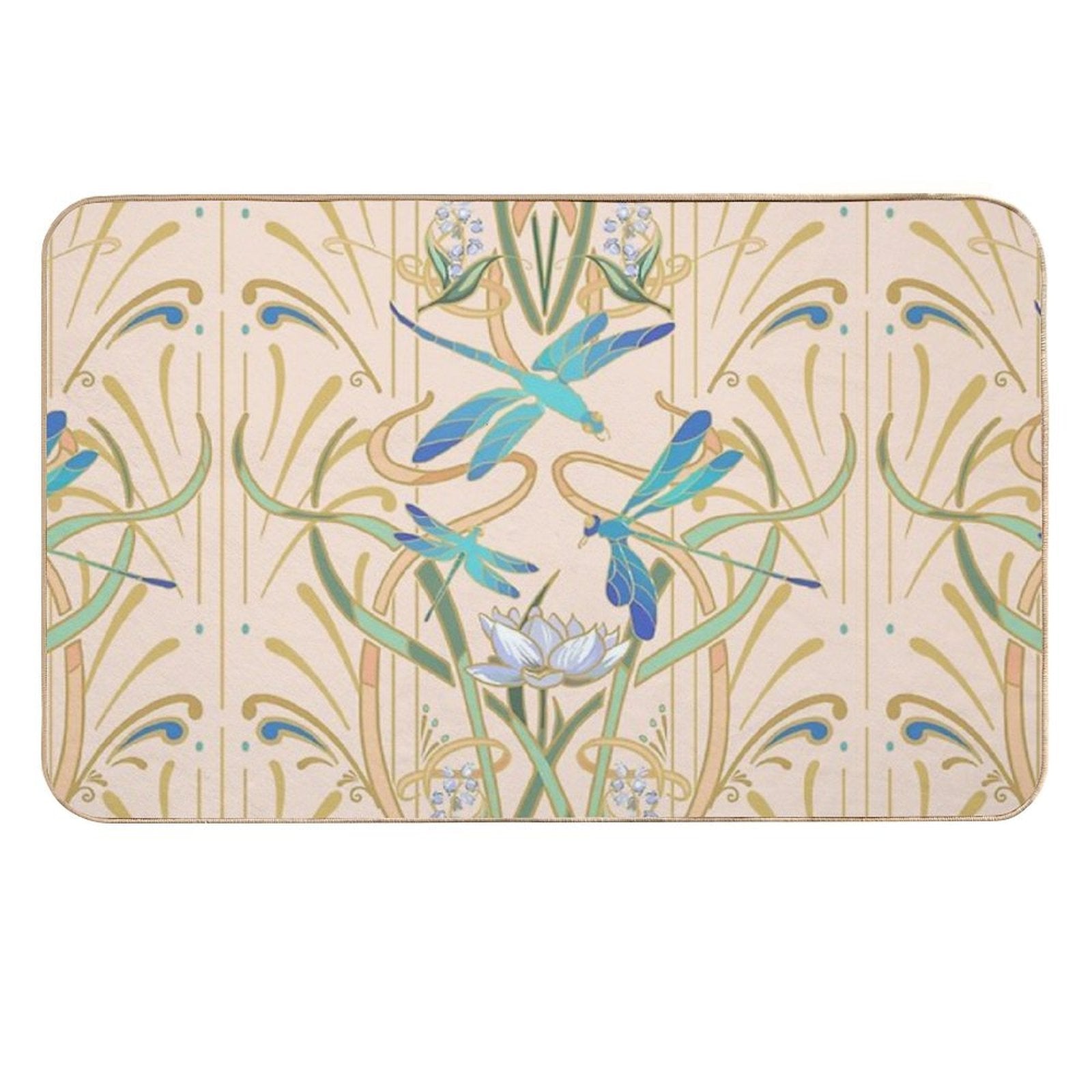 Art Nouveau Dragonflies Pattern  Blush  Absorbent Bath Mat