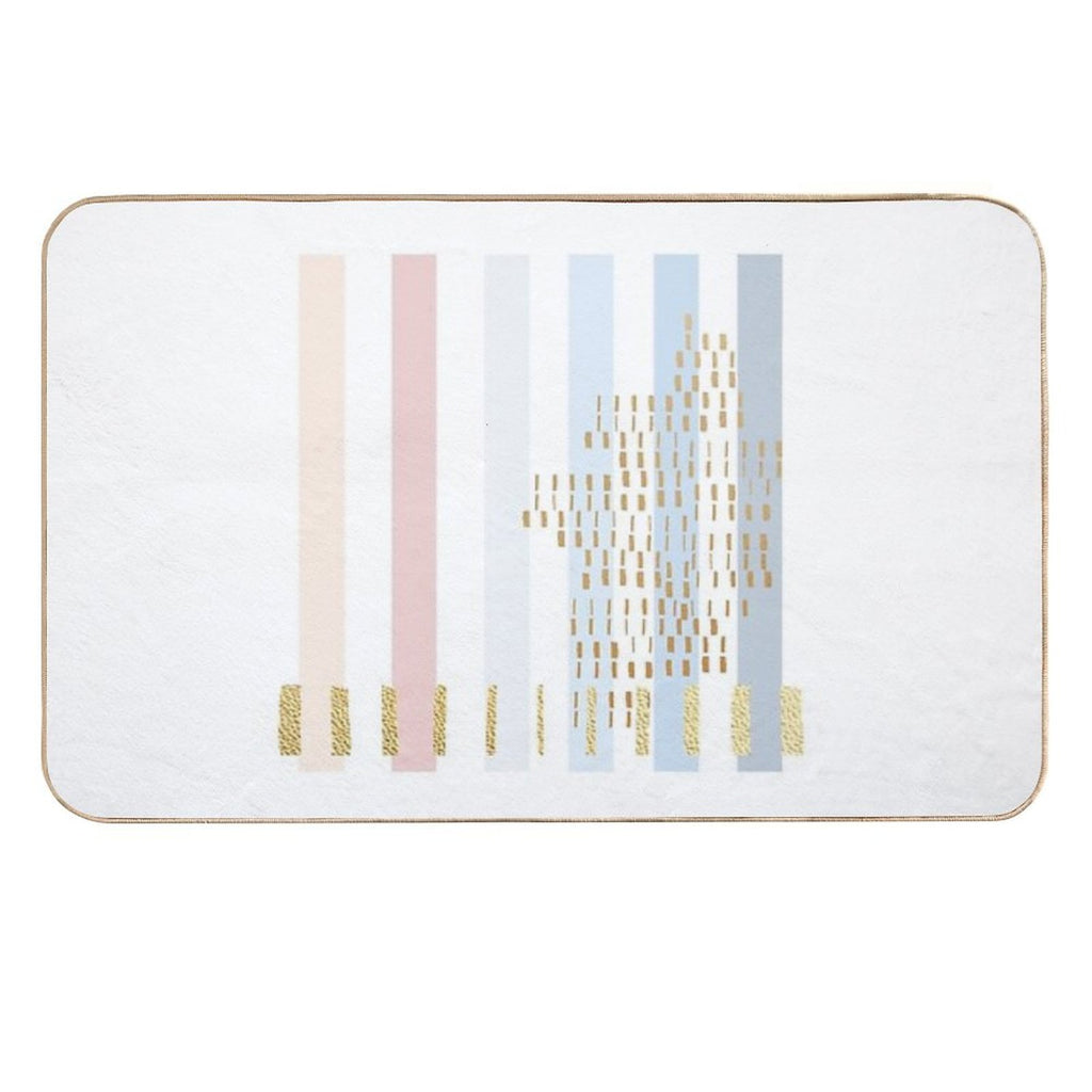 Pastel Stripe with Faded Gold  Rapid-Drying Bath Mat