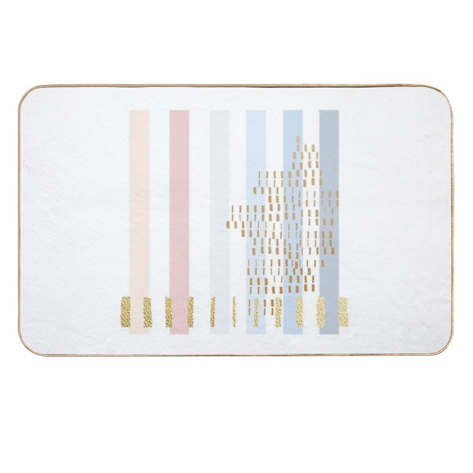 Pastel Stripe with Faded Gold  Rapid-Drying Bath Mat